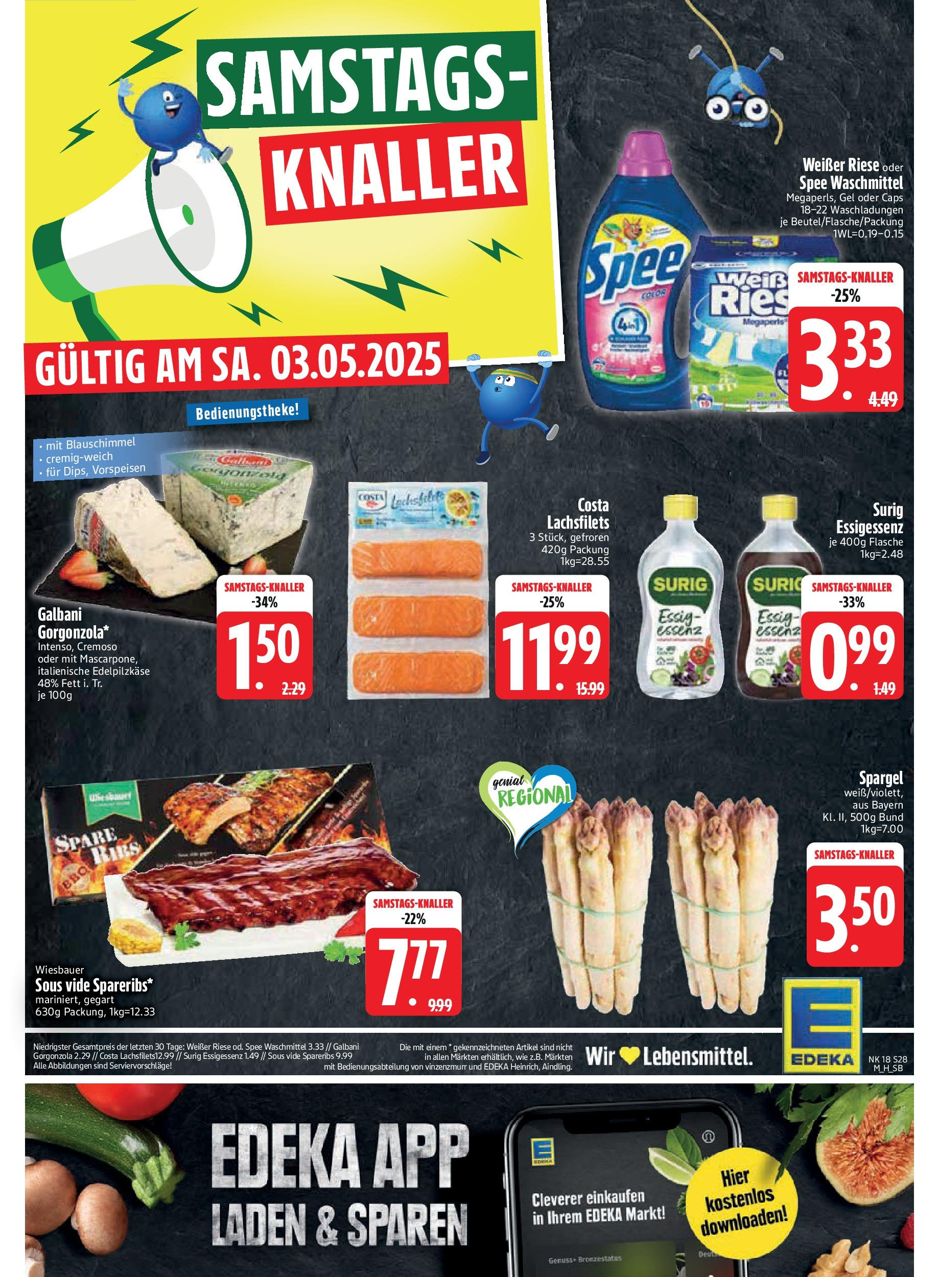 Edeka - EDEKA: Wochenangebote (ab 27.04.2025) » Angebote Online | Seite: 28 | Produkte: Essig, Spargel, Spee, Waschmittel