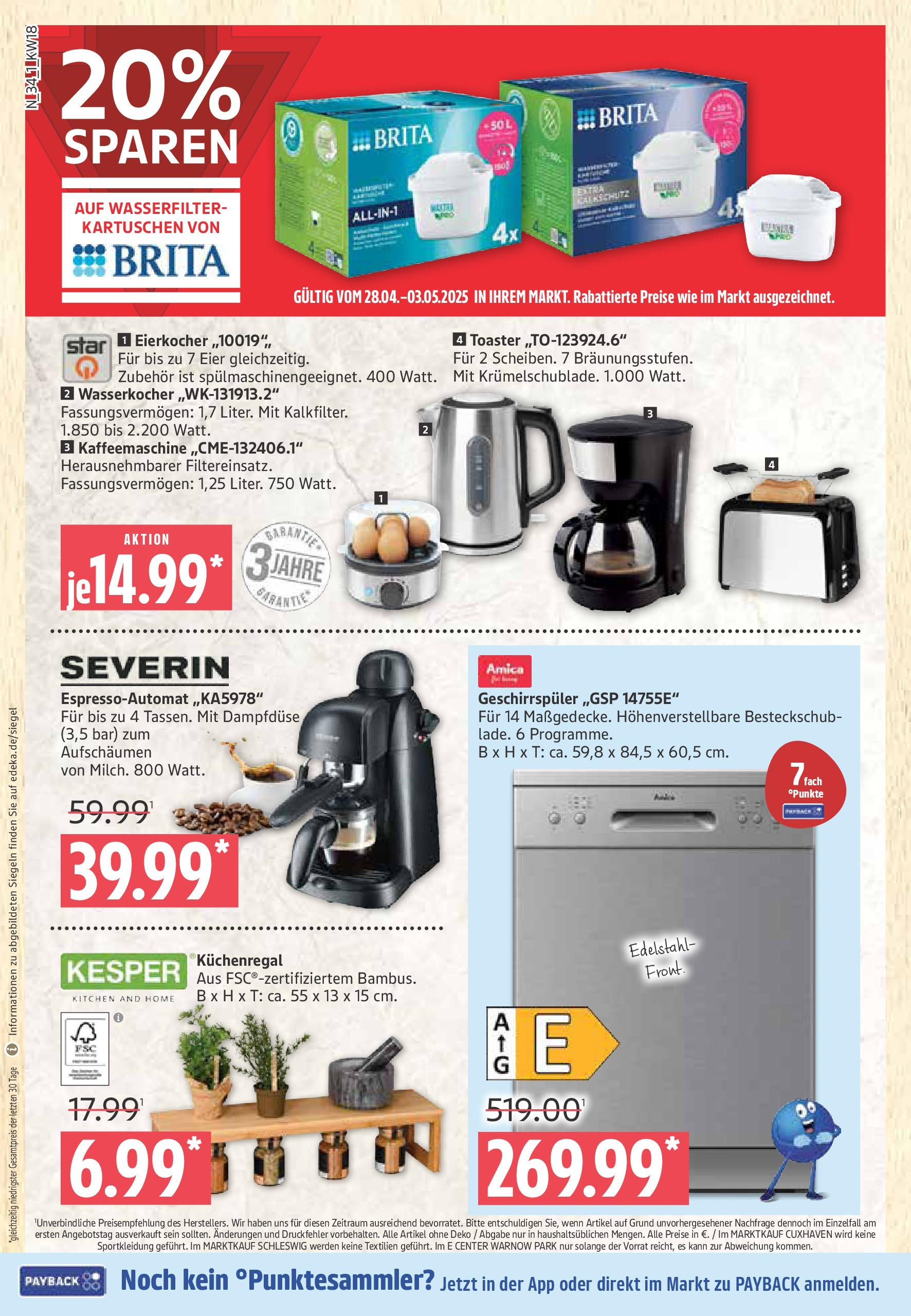Marktkauf - Marktkauf: Wochenangebote (ab 27.04.2025) » Angebote ab Montag | Seite: 34 | Produkte: Kaffeemaschine, Wasserkocher, Toaster, Eier Marktkauf - Marktkauf: Wochenangebote (ab 27.04.2025) » Angebote online | Seite: 34 | Produkte: Kaffeemaschine, Wasserkocher, Toaster, Eier