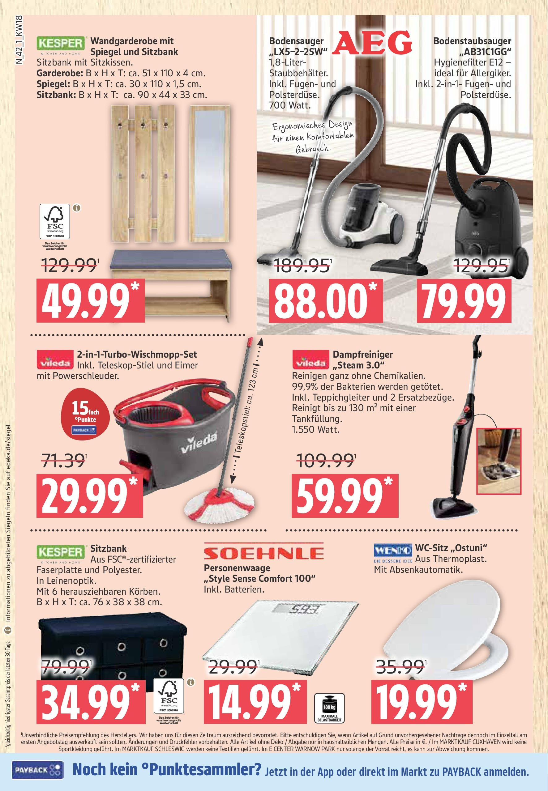 Marktkauf - Marktkauf: Wochenangebote (ab 27.04.2025) » Angebote ab Montag | Seite: 42 | Produkte: AEG, Sitzbank, Spiegel, Wandgarderobe Marktkauf - Marktkauf: Wochenangebote (ab 27.04.2025) » Angebote online | Seite: 42 | Produkte: AEG, Sitzbank, Spiegel, Wandgarderobe