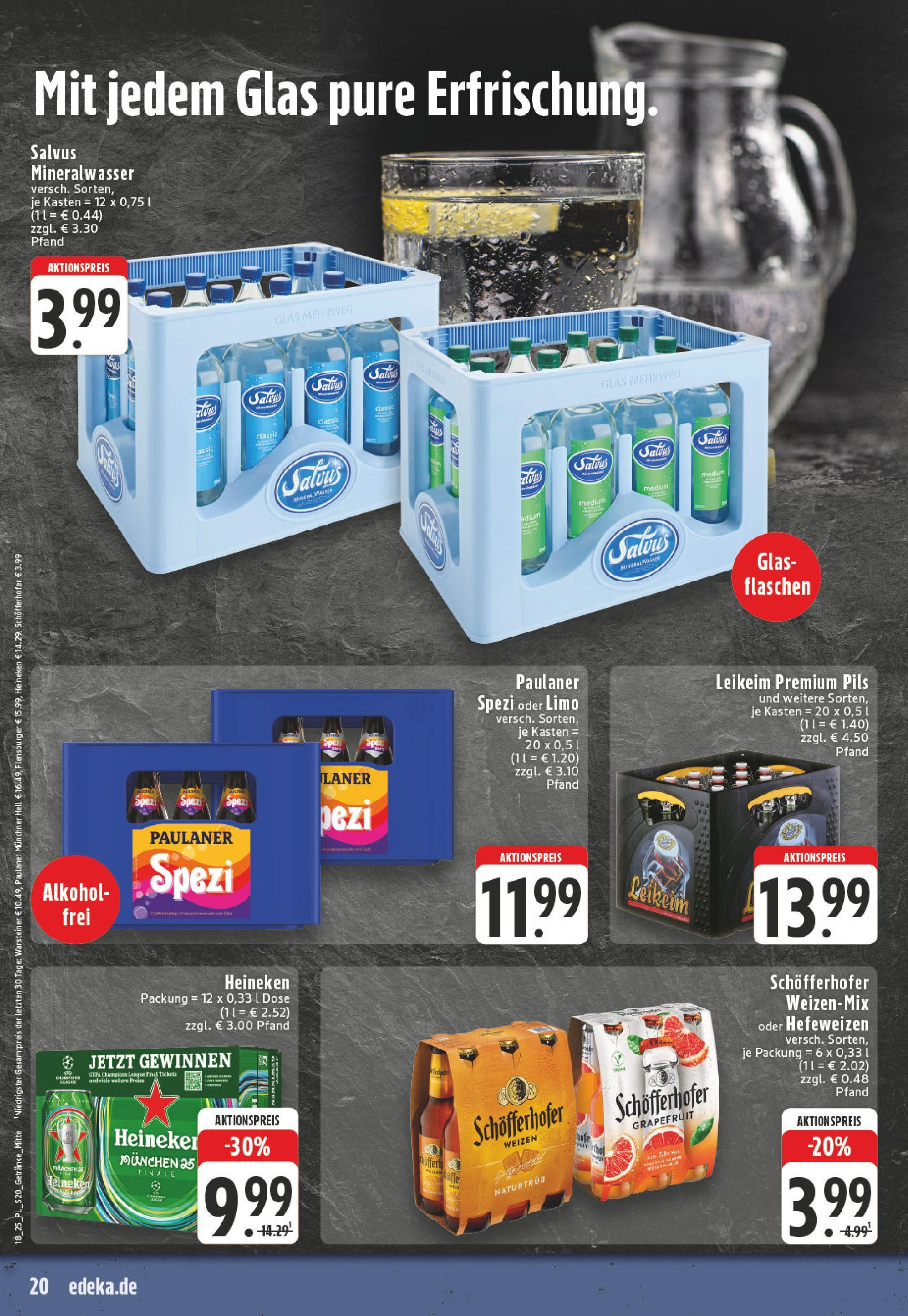 Edeka - EDEKA: Wochenangebote (ab 27.04.2025) » Angebote Online | Seite: 20 | Produkte: Pils, Mineralwasser, Flensburger, Paulaner