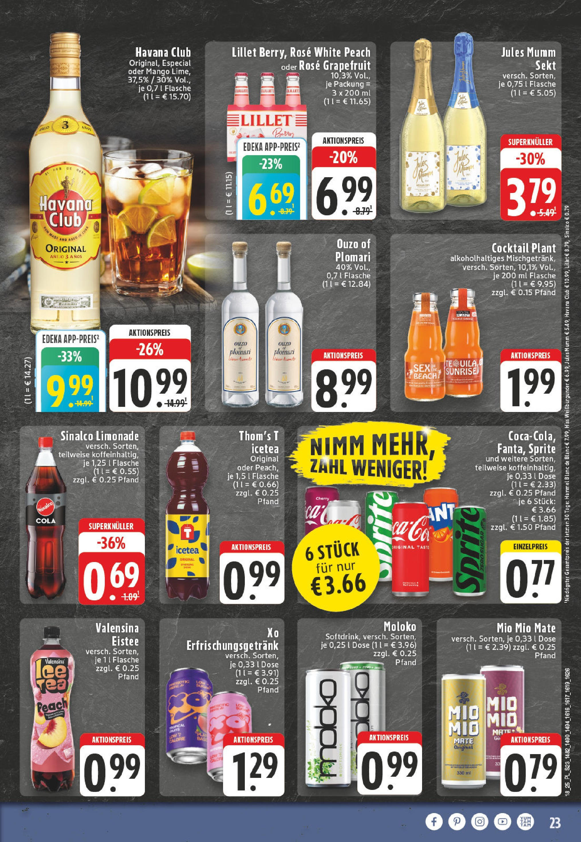 Edeka - EDEKA: Wochenangebote (ab 27.04.2025) » Angebote Online | Seite: 25 | Produkte: Sinalco, Havana club, Cola, Mio mio mate Edeka - EDEKA: Wochenangebote (ab 27.04.2025) » Angebote Online | Seite: 25 | Produkte: Sinalco, Havana club, Cola, Mio mio mate