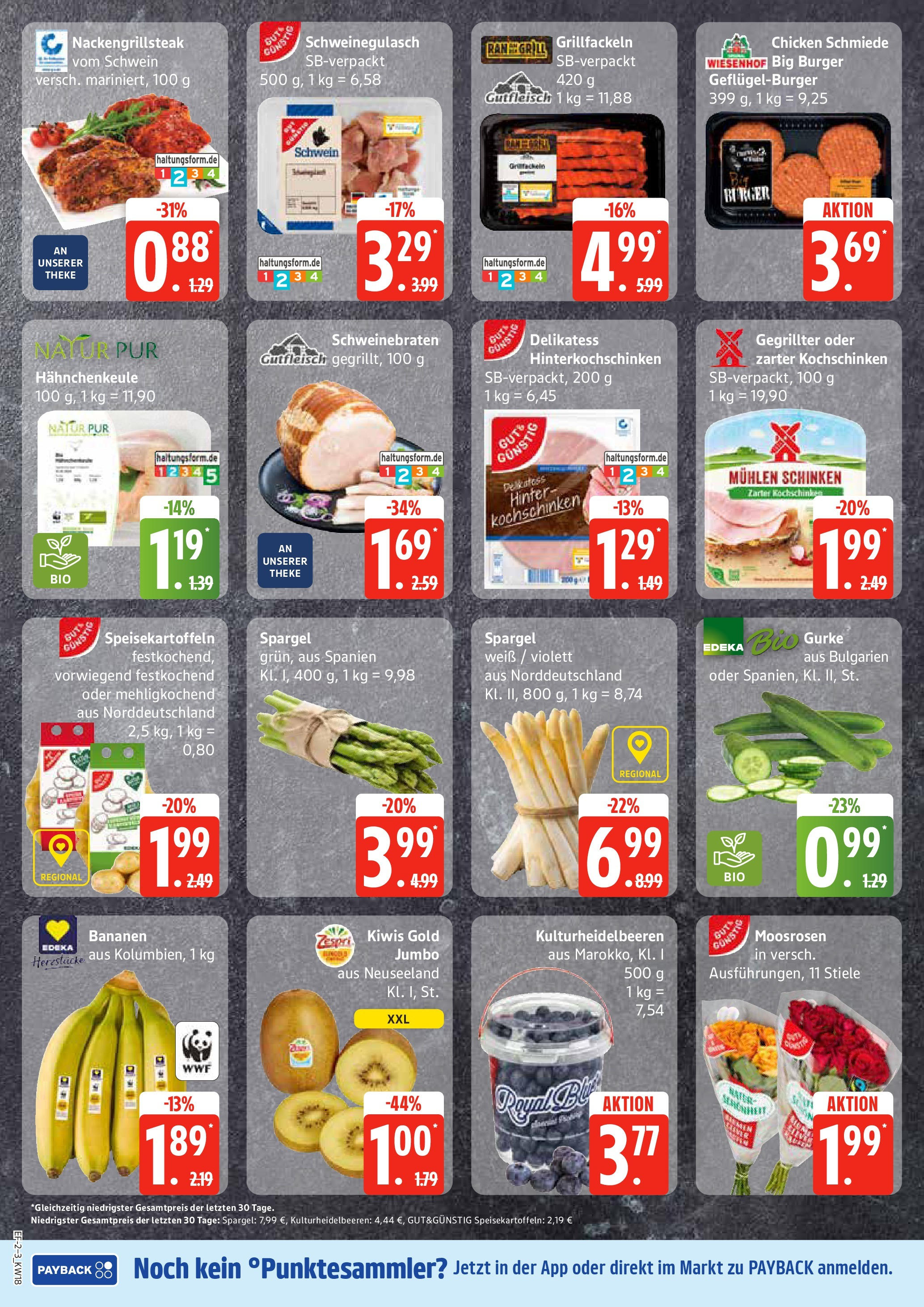 Edeka - EDEKA: Wochenangebote (ab 27.04.2025) » Angebote Online | Seite: 2 | Produkte: Schweinegulasch, Burger, Bananen, Schinken