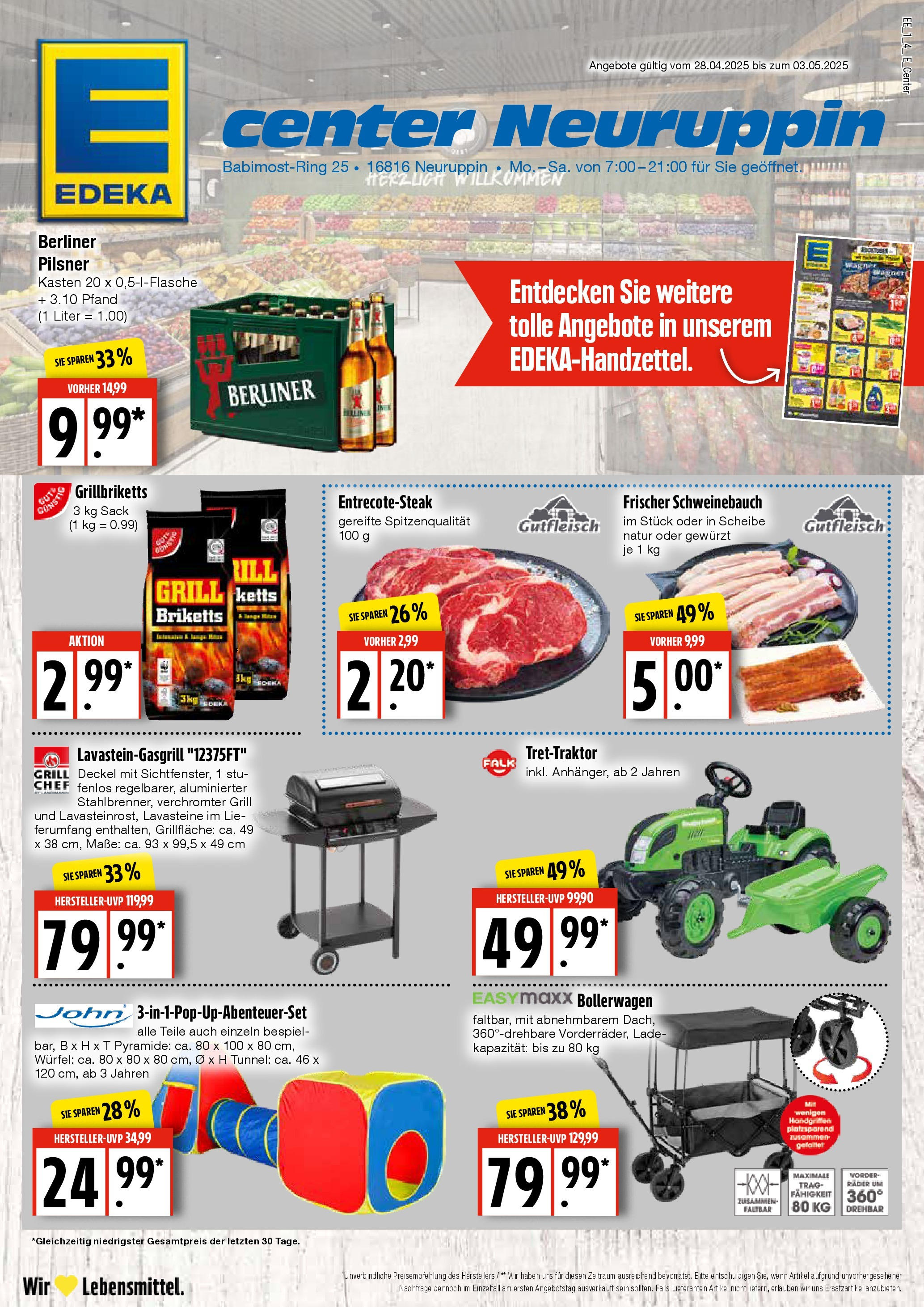 Edeka - EDEKA: Wochenangebote (ab 27.04.2025) » Angebote Online | Seite: 1 | Produkte: Berliner, Grill, Schweinebauch, Steak