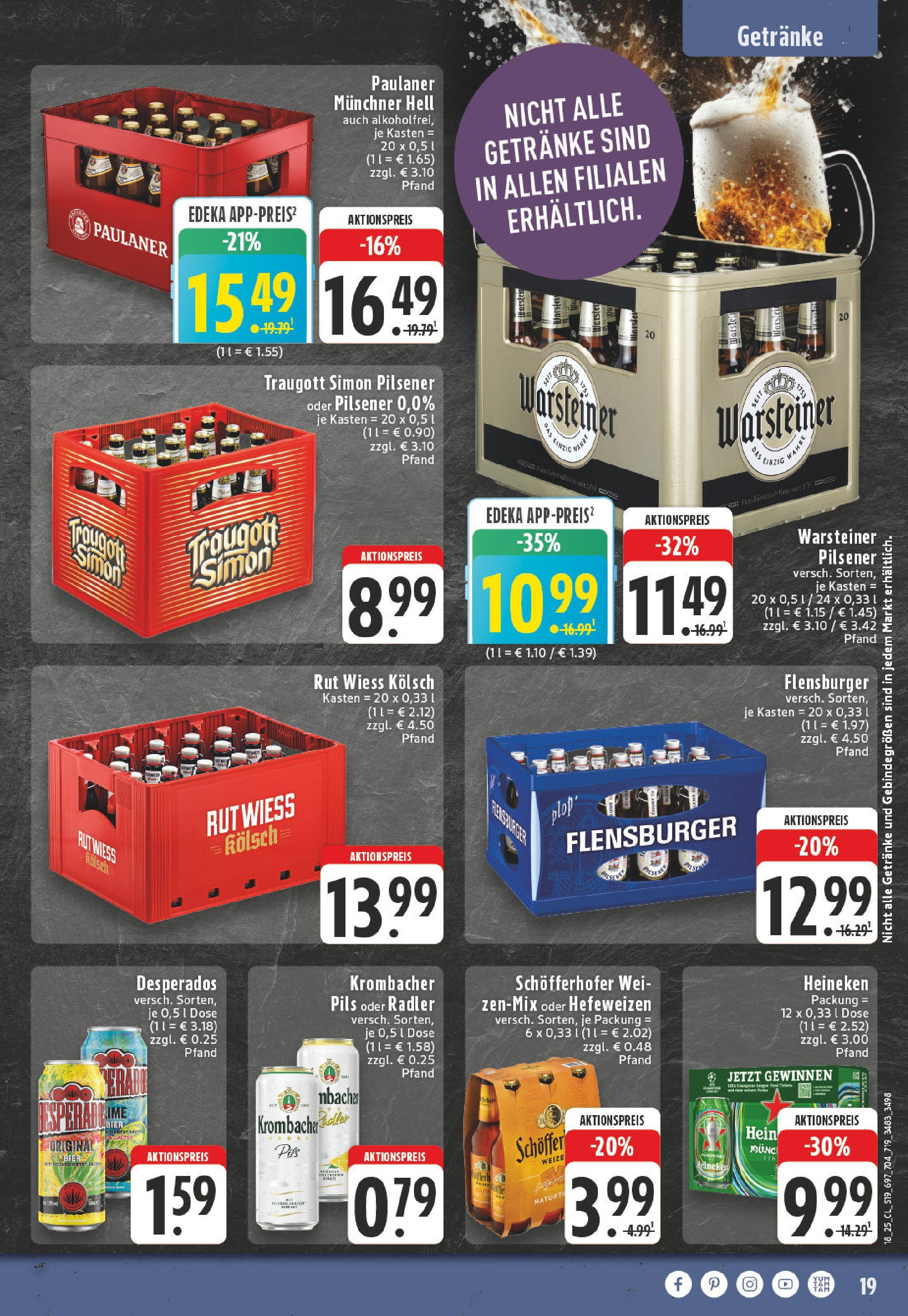 Edeka - EDEKA: Wochenangebote (ab 27.04.2025) » Angebote Online | Seite: 19 | Produkte: Bier, Pils, Heineken, Paulaner Edeka - EDEKA: Wochenangebote (ab 27.04.2025) » Angebote Online | Seite: 19 | Produkte: Bier, Pils, Heineken, Paulaner