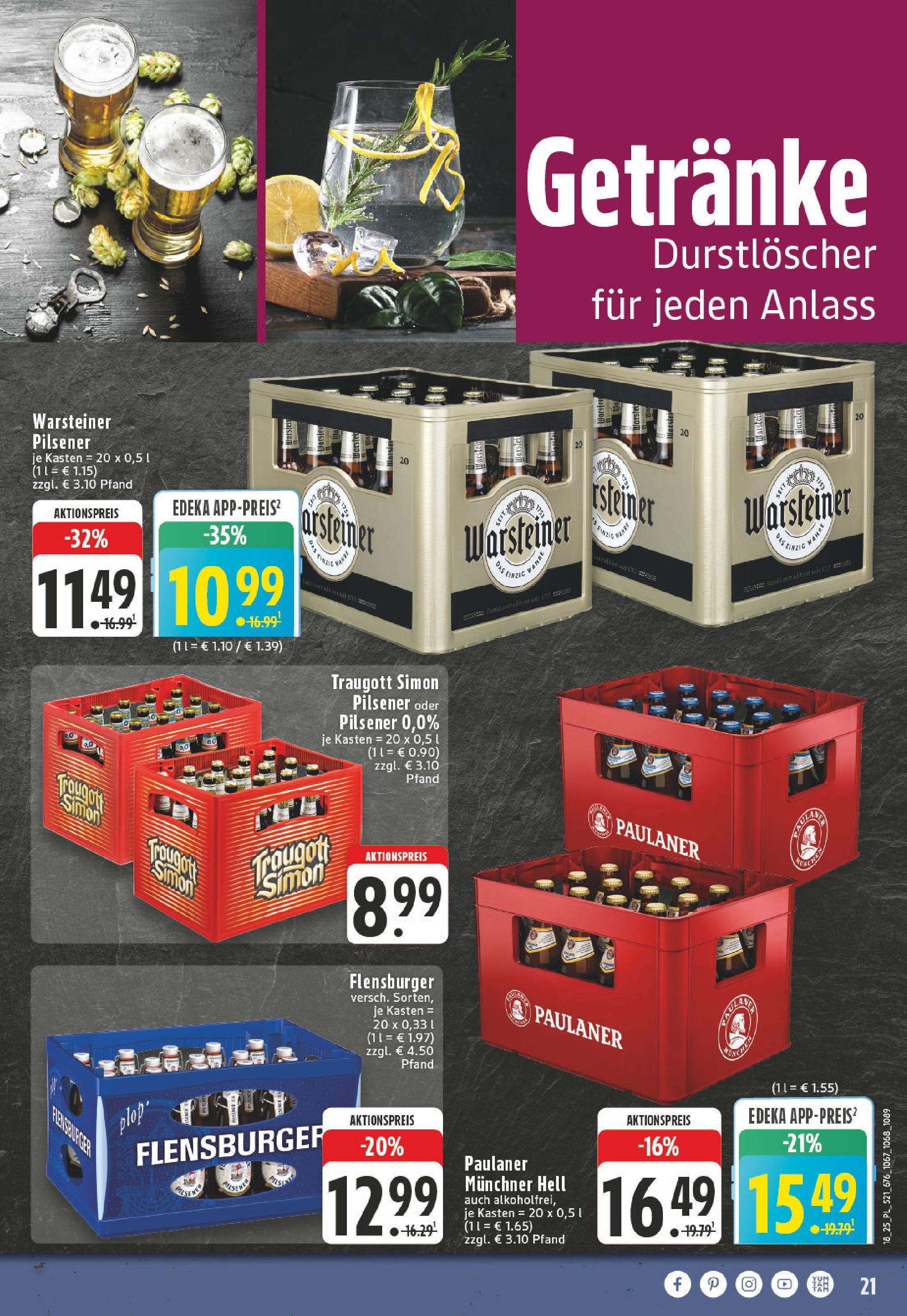 Edeka - EDEKA: Wochenangebote (ab 27.04.2025) » Angebote Online | Seite: 21 | Produkte: Durstloscher, Flensburger, Warsteiner, Paulaner Edeka - EDEKA: Wochenangebote (ab 27.04.2025) » Angebote Online | Seite: 21 | Produkte: Durstloscher, Flensburger, Warsteiner, Paulaner