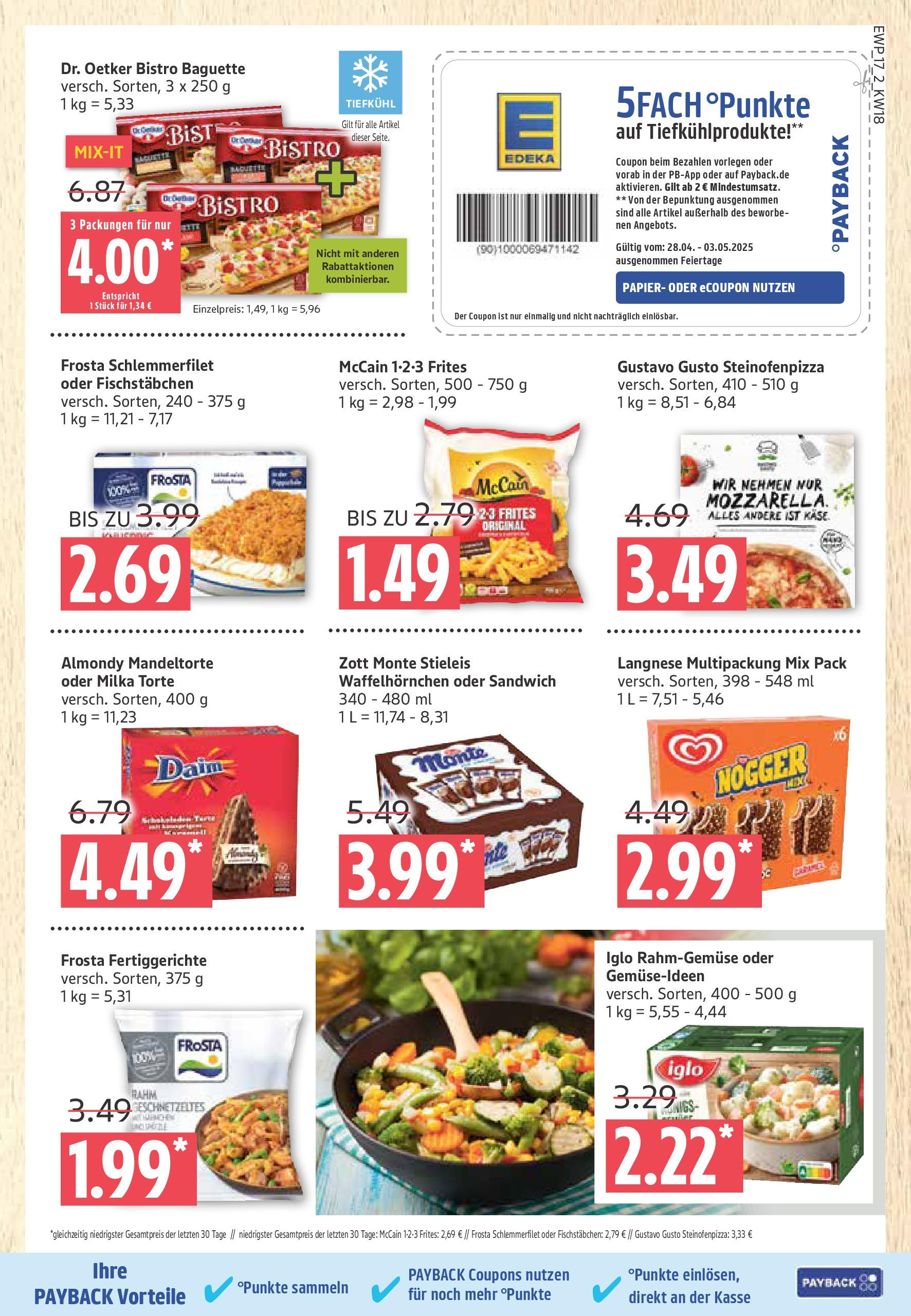 Edeka - EDEKA: Wochenangebote (ab 27.04.2025) » Angebote Online | Seite: 17 | Produkte: Langnese, Iglo, Frosta, Fischstabchen