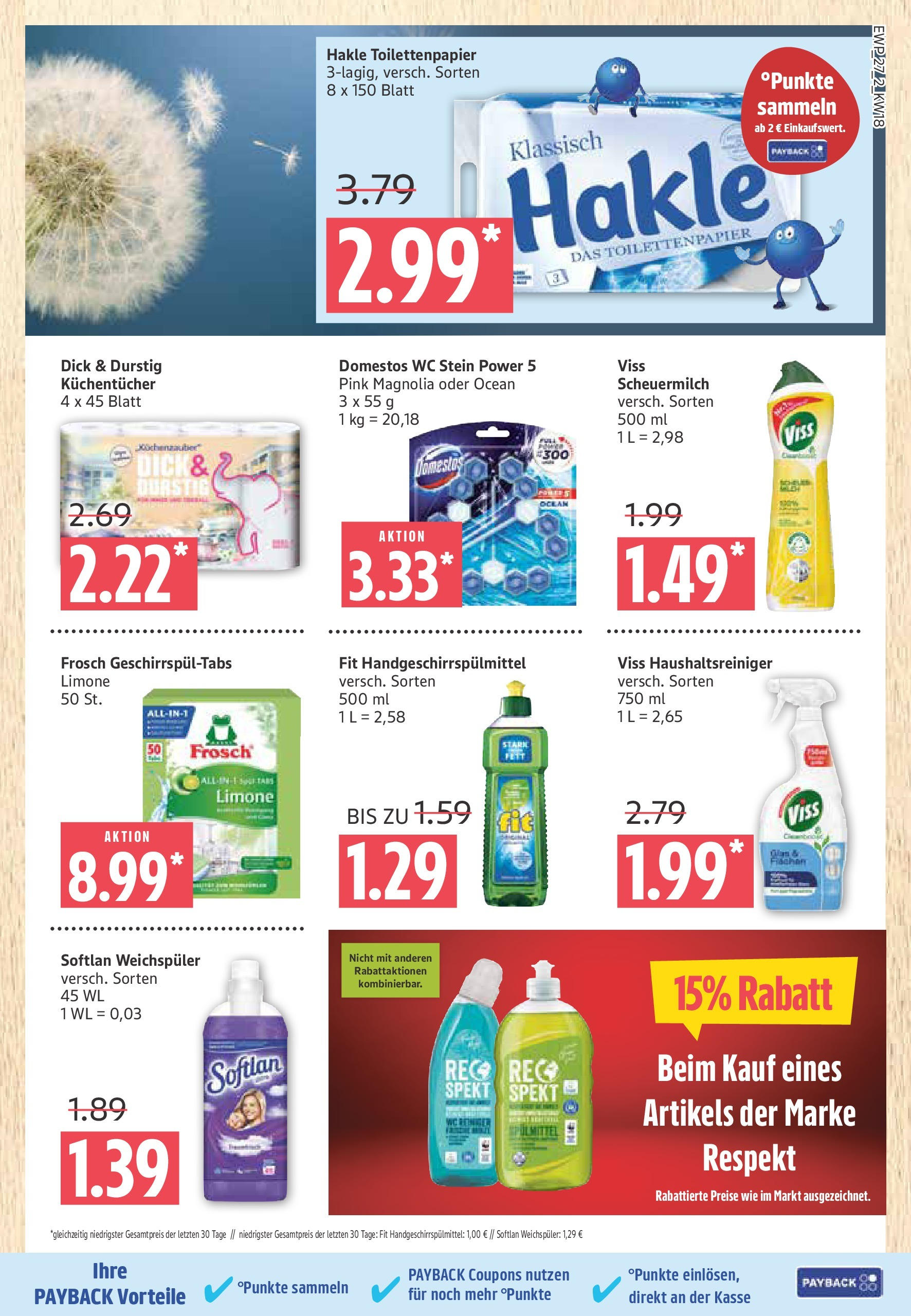 Edeka - EDEKA: Wochenangebote (ab 27.04.2025) » Angebote Online | Seite: 27 | Produkte: Weichspüler, WC Stein, Toilettenpapier