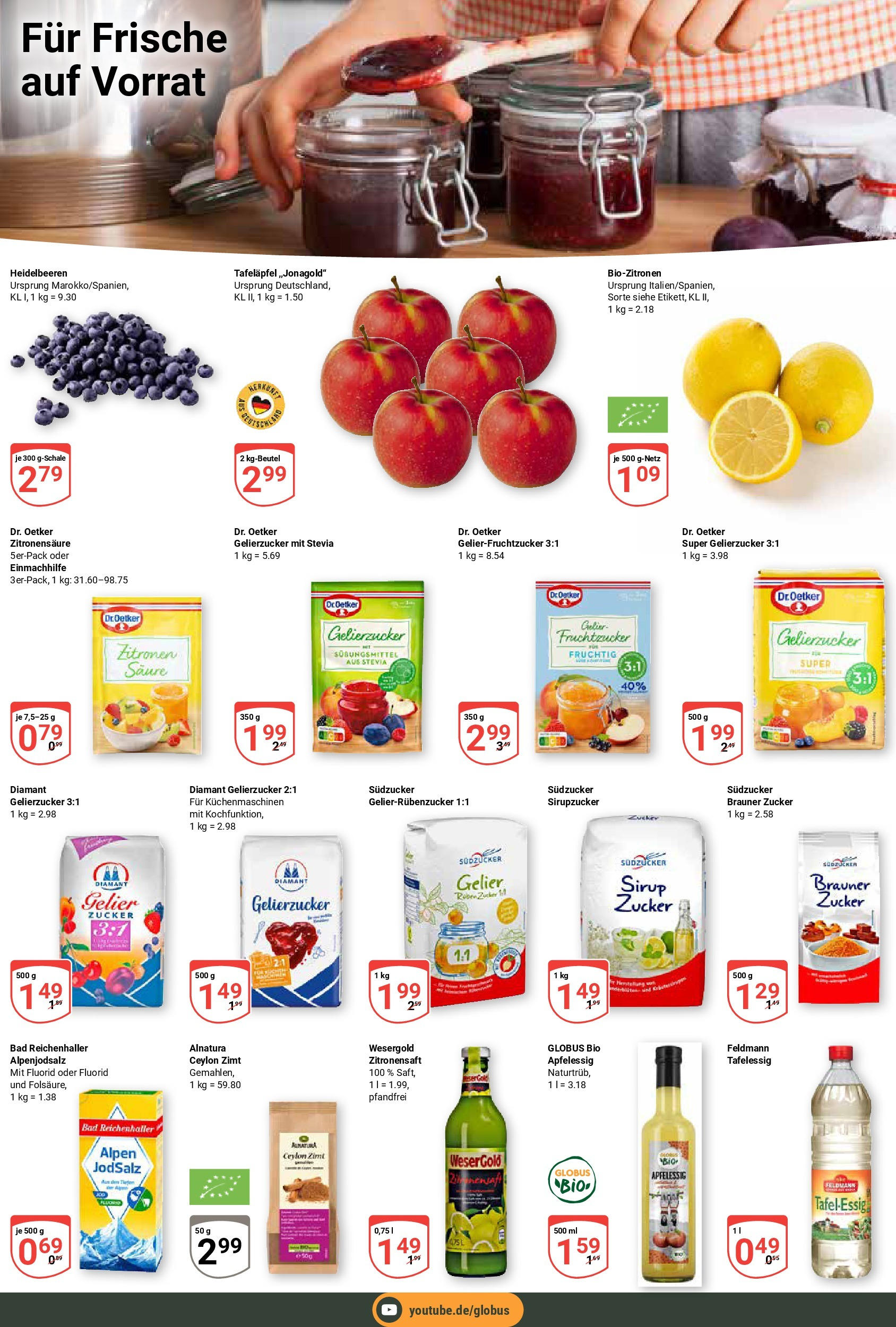 Globus - Globus: Wochenangebote (ab 27.04.2025) » Angebote online | Seite: 14 | Produkte: Gelierzucker, Heidelbeeren, Zucker, Zitronen