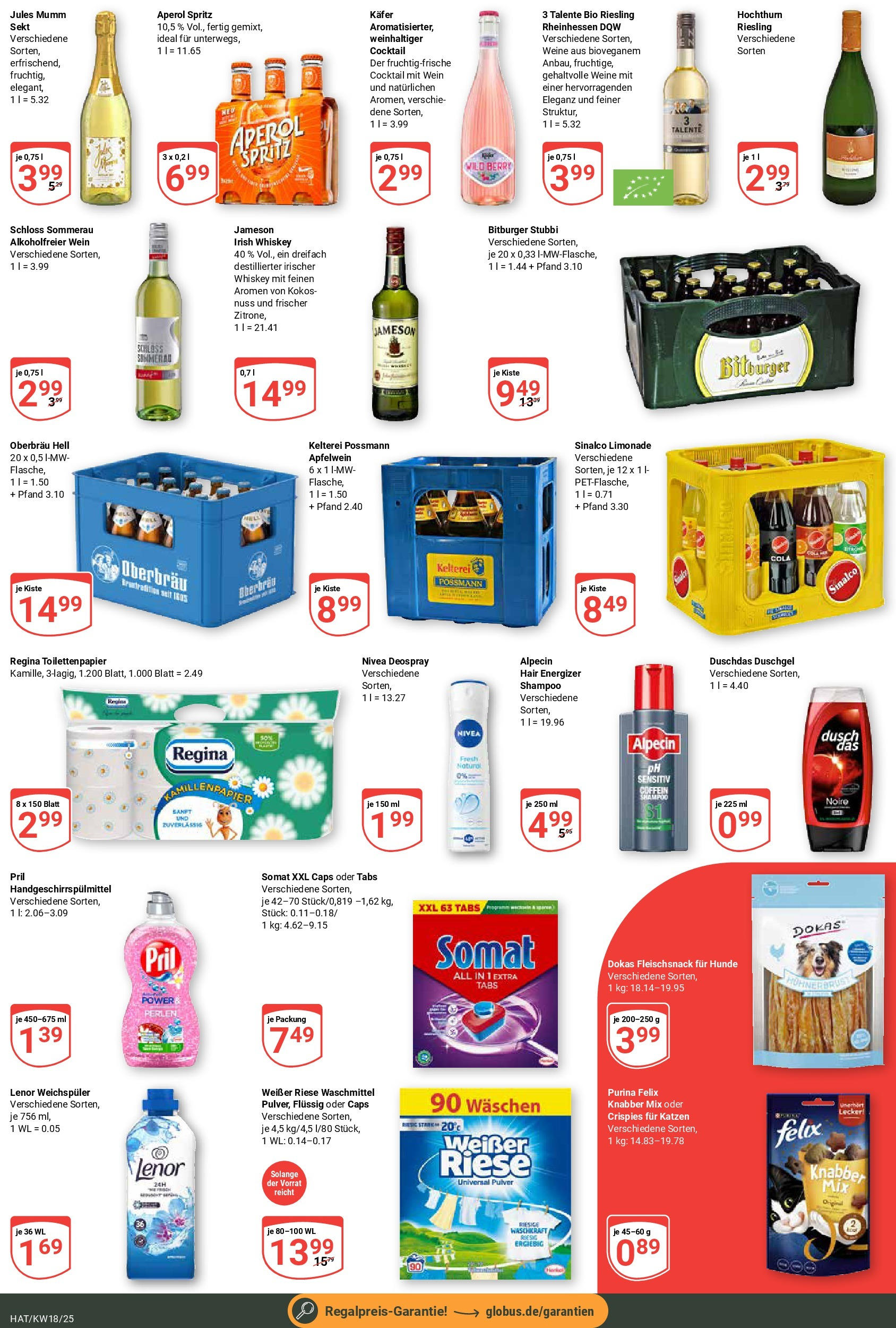 Globus - Globus: Wochenangebote (ab 27.04.2025) » Angebote ab Montag | Seite: 8 | Produkte: Cola, Limonade, Aperol, Whiskey Globus - Globus: Wochenangebote (ab 27.04.2025) » Angebote online | Seite: 8 | Produkte: Cola, Limonade, Aperol, Whiskey