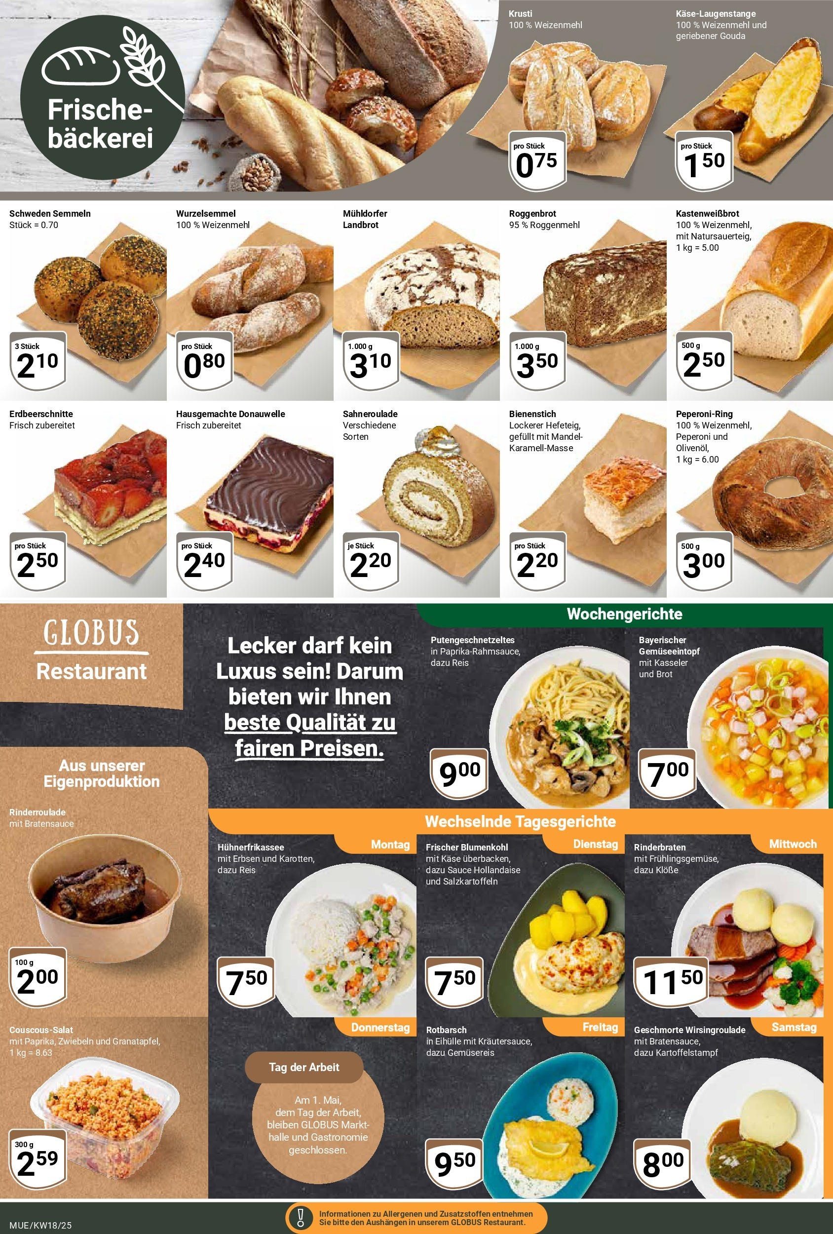 Globus - Globus: Wochenangebote (ab 27.04.2025) » Angebote ab Montag | Seite: 5 | Produkte: Rinderbraten, Gouda, Blumenkohl, Brot Globus - Globus: Wochenangebote (ab 27.04.2025) » Angebote online | Seite: 5 | Produkte: Rinderbraten, Gouda, Blumenkohl, Brot