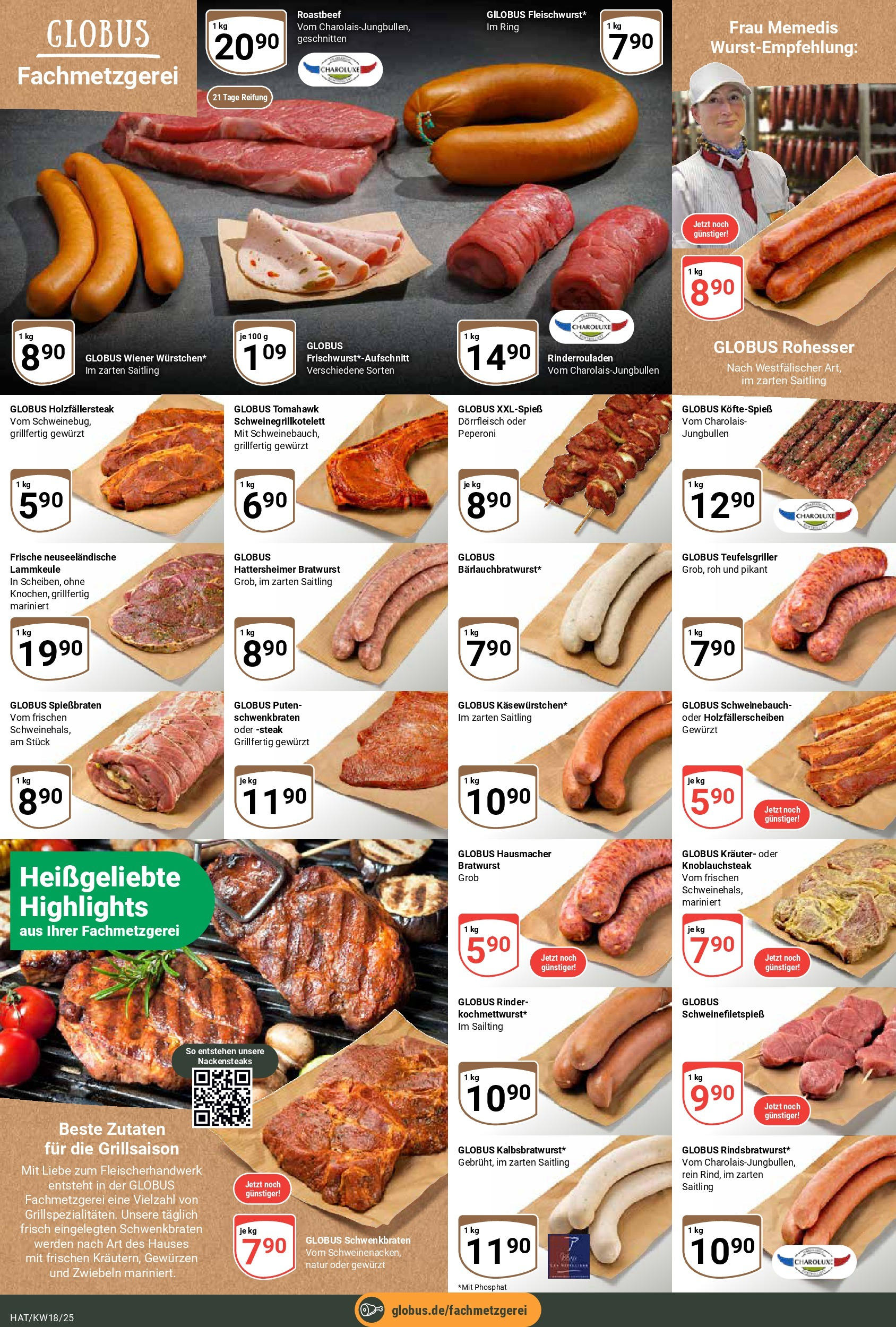 Globus - Globus: Wochenangebote (ab 27.04.2025) » Angebote ab Montag | Seite: 11 | Produkte: Nackensteaks, Lammkeule, Bratwurst, Roastbeef Globus - Globus: Wochenangebote (ab 27.04.2025) » Angebote online | Seite: 11 | Produkte: Nackensteaks, Lammkeule, Bratwurst, Roastbeef