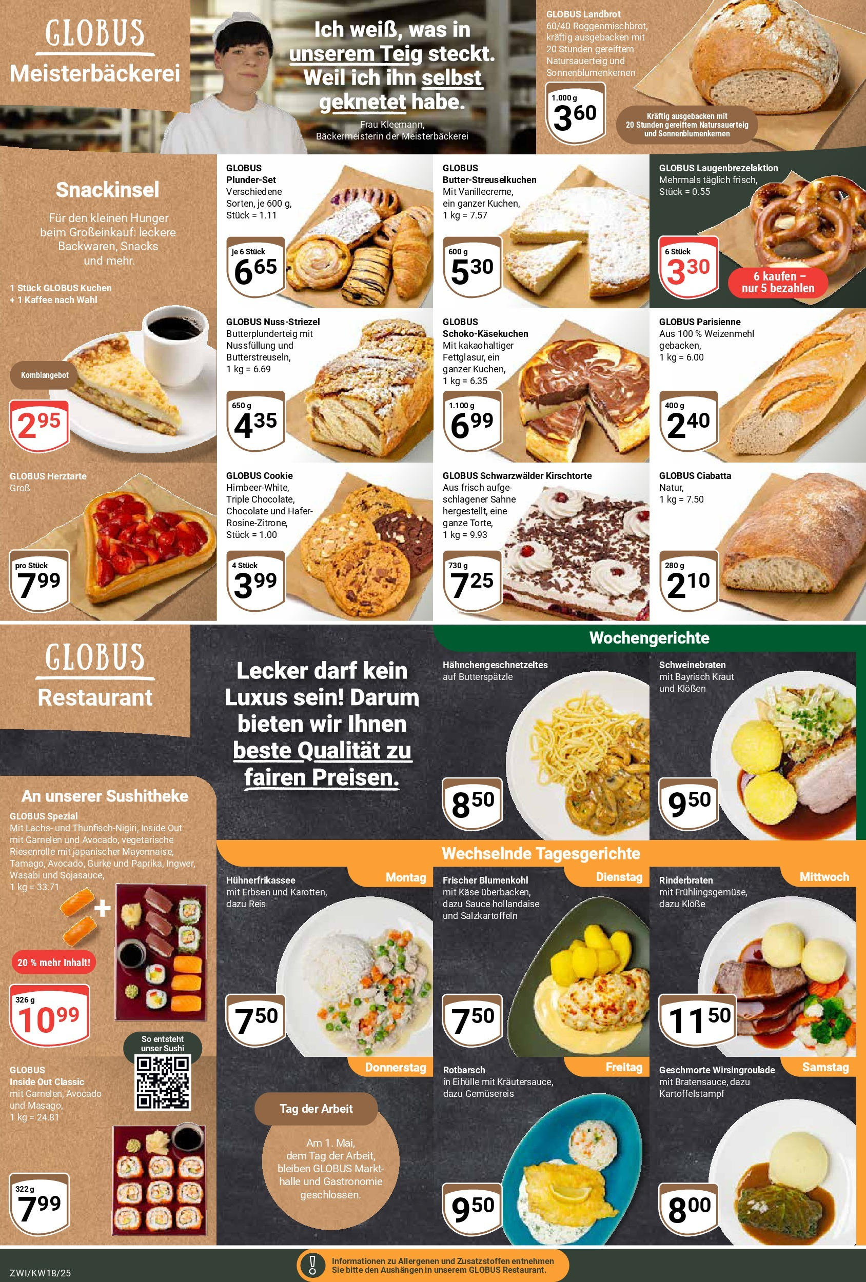 Globus - Globus: Wochenangebote (ab 27.04.2025) » Angebote online | Seite: 11 | Produkte: Käse, Weizenmehl, Lachs, Kuchen