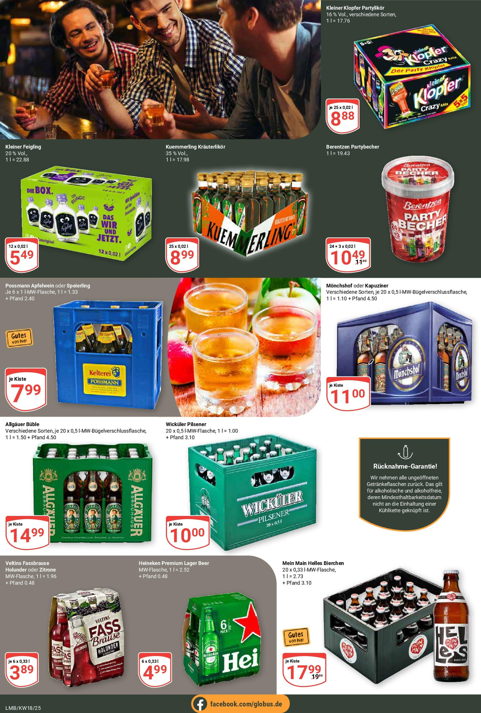 Globus - Globus: Wochenangebote (ab 27.04.2025) » Angebote online | Seite: 28 | Produkte: Kleiner feigling, Heineken, Kuemmerling, Berentzen