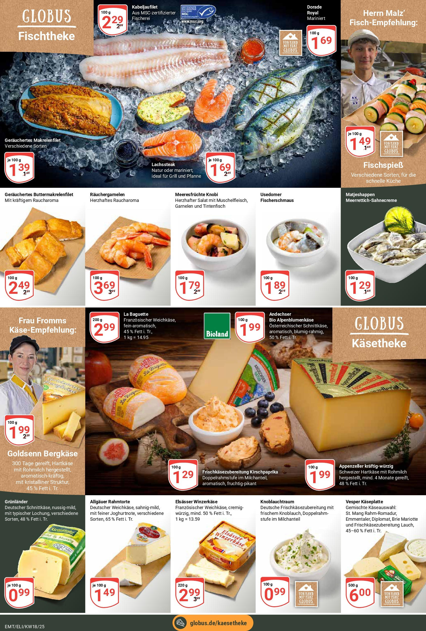 Globus - Globus: Wochenangebote (ab 27.04.2025) » Angebote online | Seite: 13 | Produkte: Dorade, Käse, Lachs, Meeresfrüchte