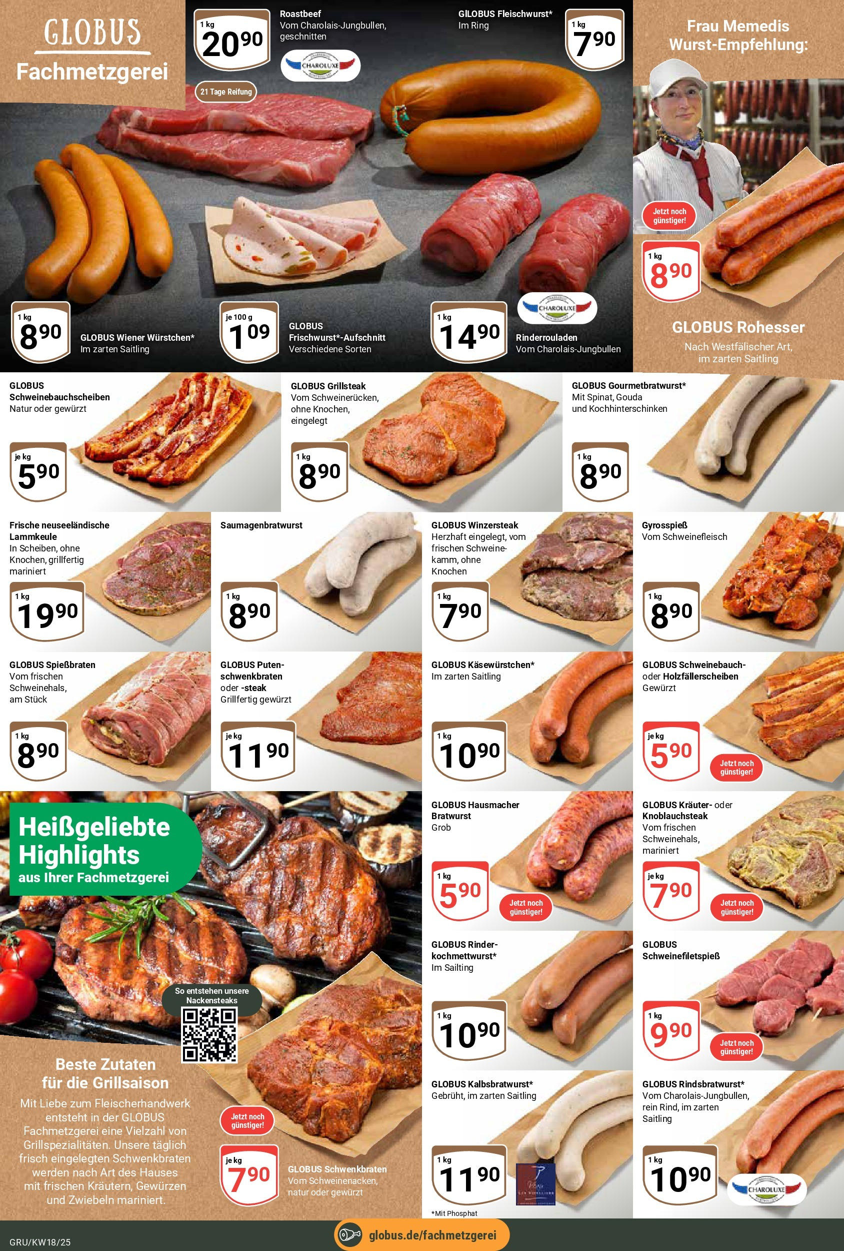 Globus - Globus: Wochenangebote (ab 27.04.2025) » Angebote ab Montag | Seite: 11 | Produkte: Rinderrouladen, Bratwurst, Roastbeef, Zwiebeln Globus - Globus: Wochenangebote (ab 27.04.2025) » Angebote online | Seite: 11 | Produkte: Rinderrouladen, Bratwurst, Roastbeef, Zwiebeln