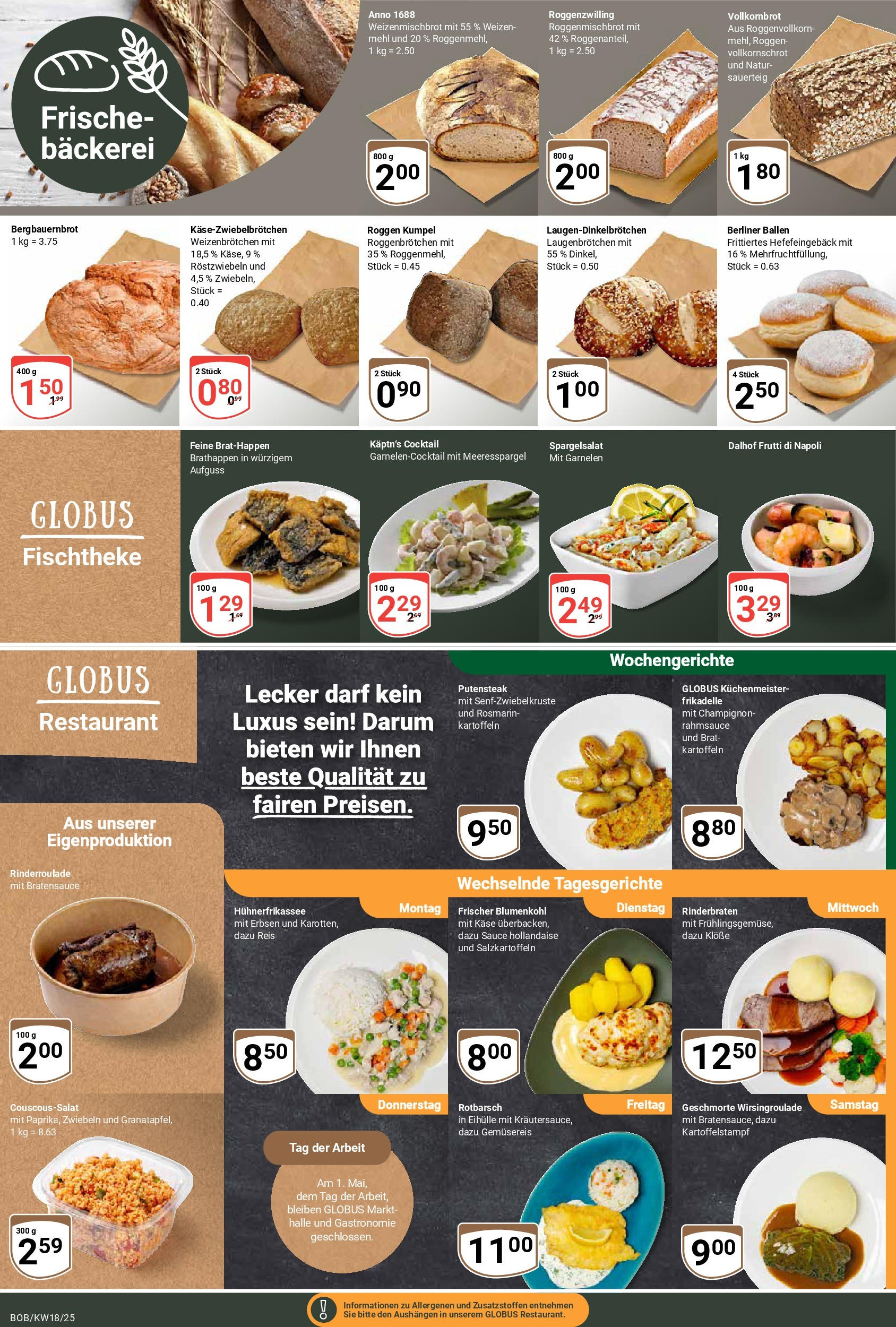 Globus - Globus: Wochenangebote (ab 27.04.2025) » Angebote ab Montag | Seite: 10 | Produkte: Bäckerei, Garnelen, Kartoffeln, Reis Globus - Globus: Wochenangebote (ab 27.04.2025) » Angebote online | Seite: 10 | Produkte: Bäckerei, Garnelen, Kartoffeln, Reis