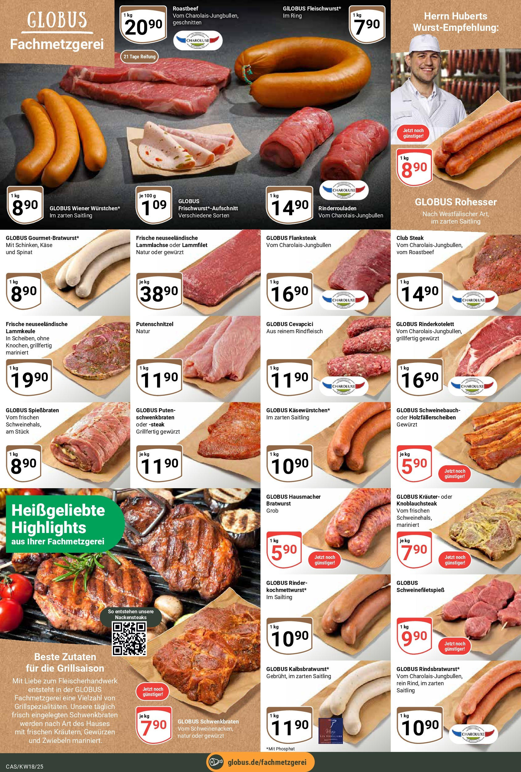 Globus - Globus: Wochenangebote (ab 27.04.2025) » Angebote online | Seite: 6 | Produkte: Rinderrouladen, Nackensteaks, Lammkeule, Bratwurst