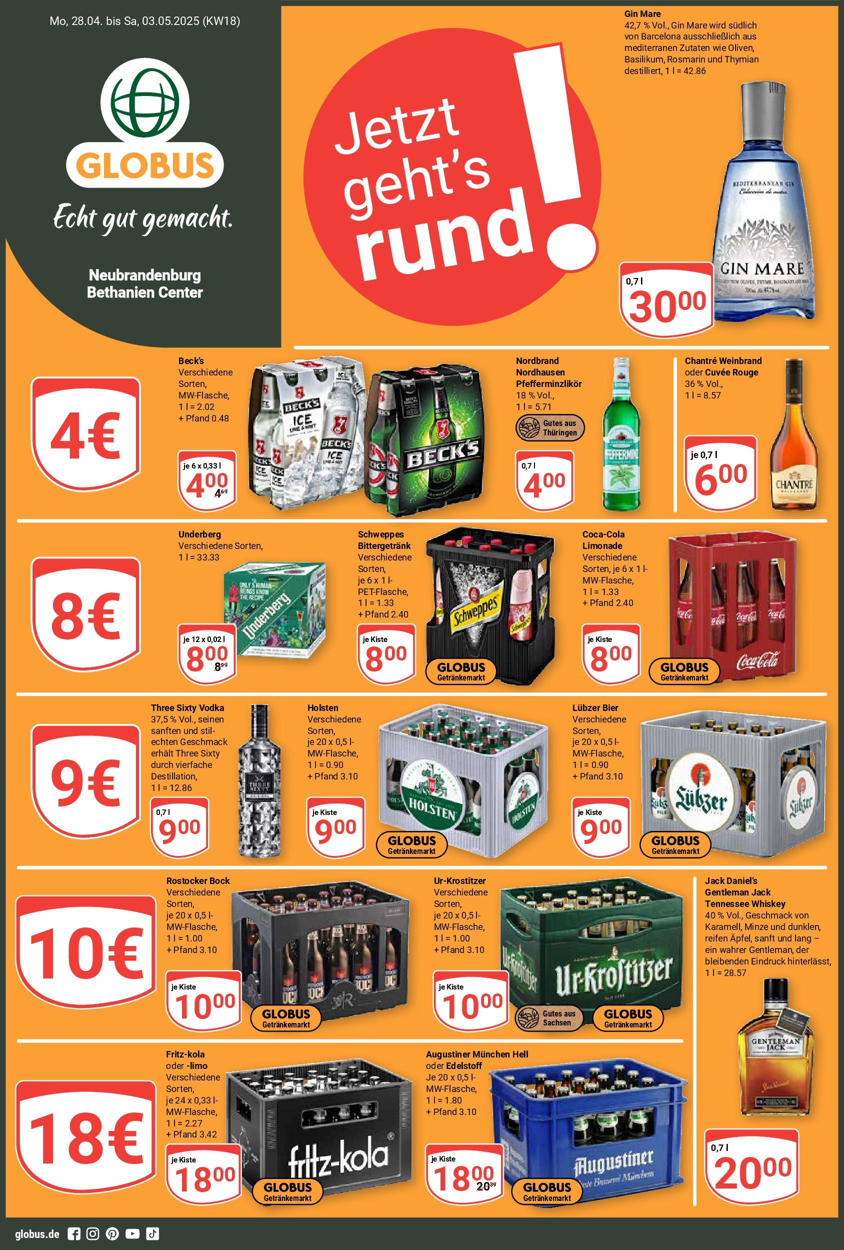 Globus - Globus: Wochenangebote (ab 27.04.2025) » Angebote online | Seite: 1 | Produkte: Jack Daniel's, Limonade, Vodka, Whiskey