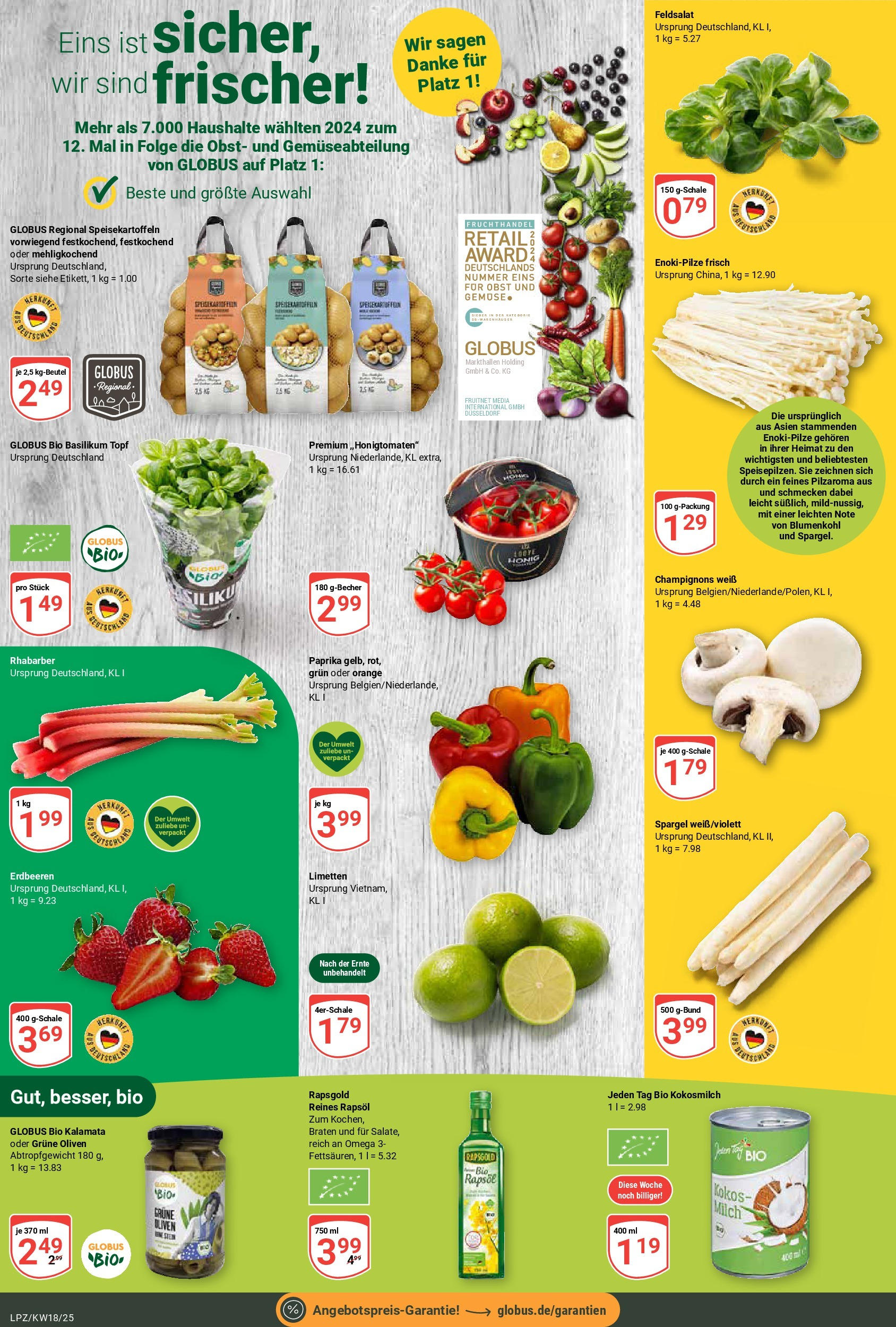 Globus - Globus: Wochenangebote (ab 27.04.2025) » Angebote ab Montag | Seite: 9 | Produkte: Milch, Gemüse, Obst, Rhabarber Globus - Globus: Wochenangebote (ab 27.04.2025) » Angebote online | Seite: 9 | Produkte: Milch, Gemüse, Obst, Rhabarber