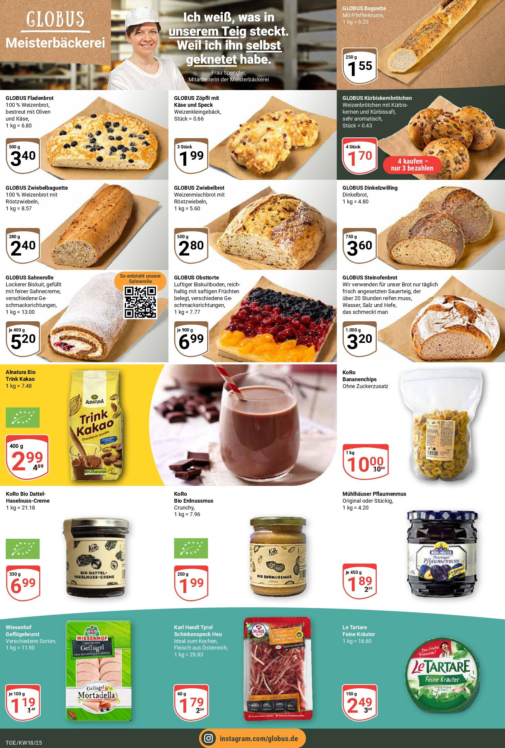 Globus - Globus: Wochenangebote (ab 27.04.2025) » Angebote online | Seite: 9 | Produkte: Käse, Baguette, Dattel, Brot