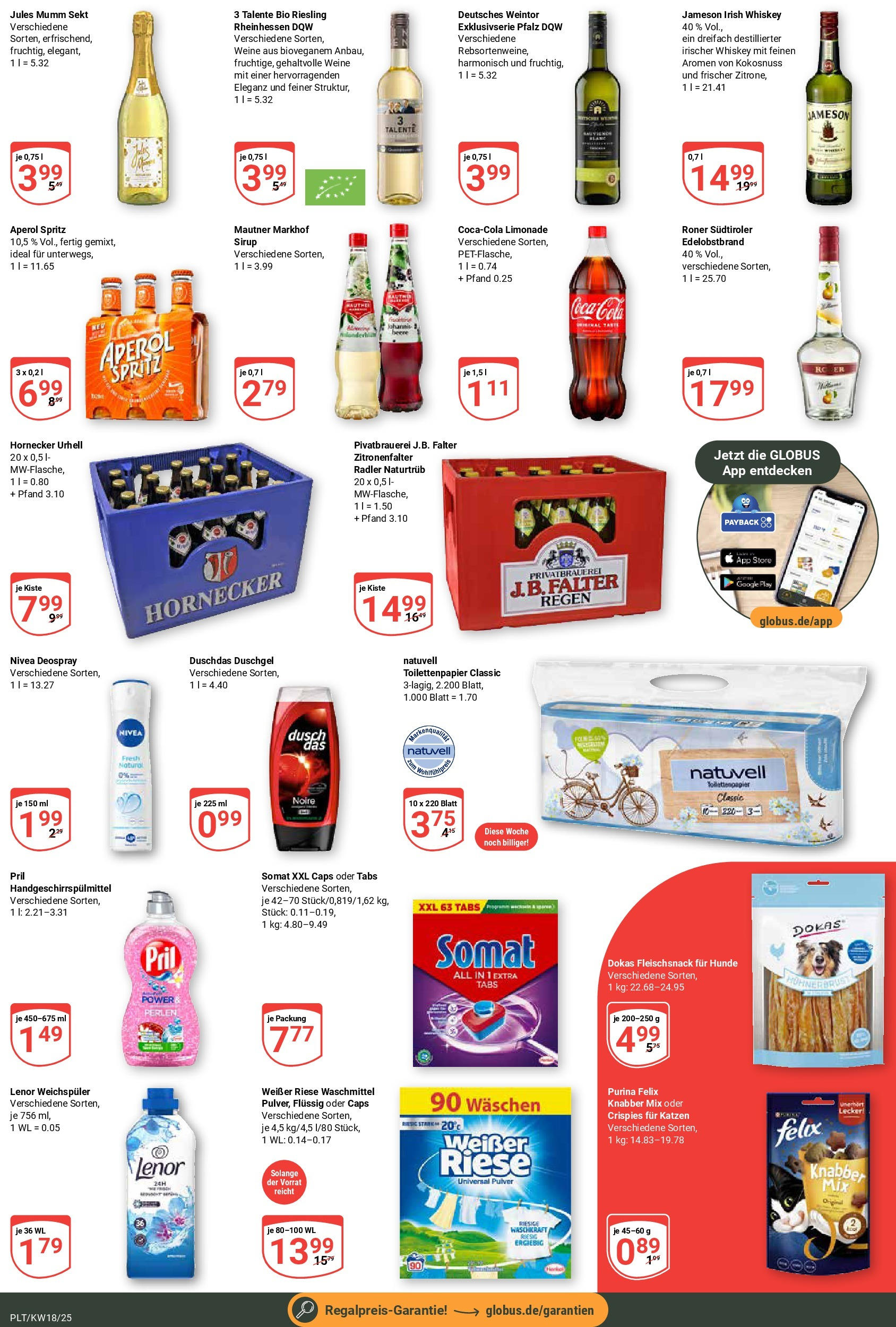 Globus - Globus: Wochenangebote (ab 27.04.2025) » Angebote ab Montag | Seite: 3 | Produkte: Sirup, Weichspüler, Whiskey, Toilettenpapier Globus - Globus: Wochenangebote (ab 27.04.2025) » Angebote online | Seite: 3 | Produkte: Sirup, Weichspüler, Whiskey, Toilettenpapier