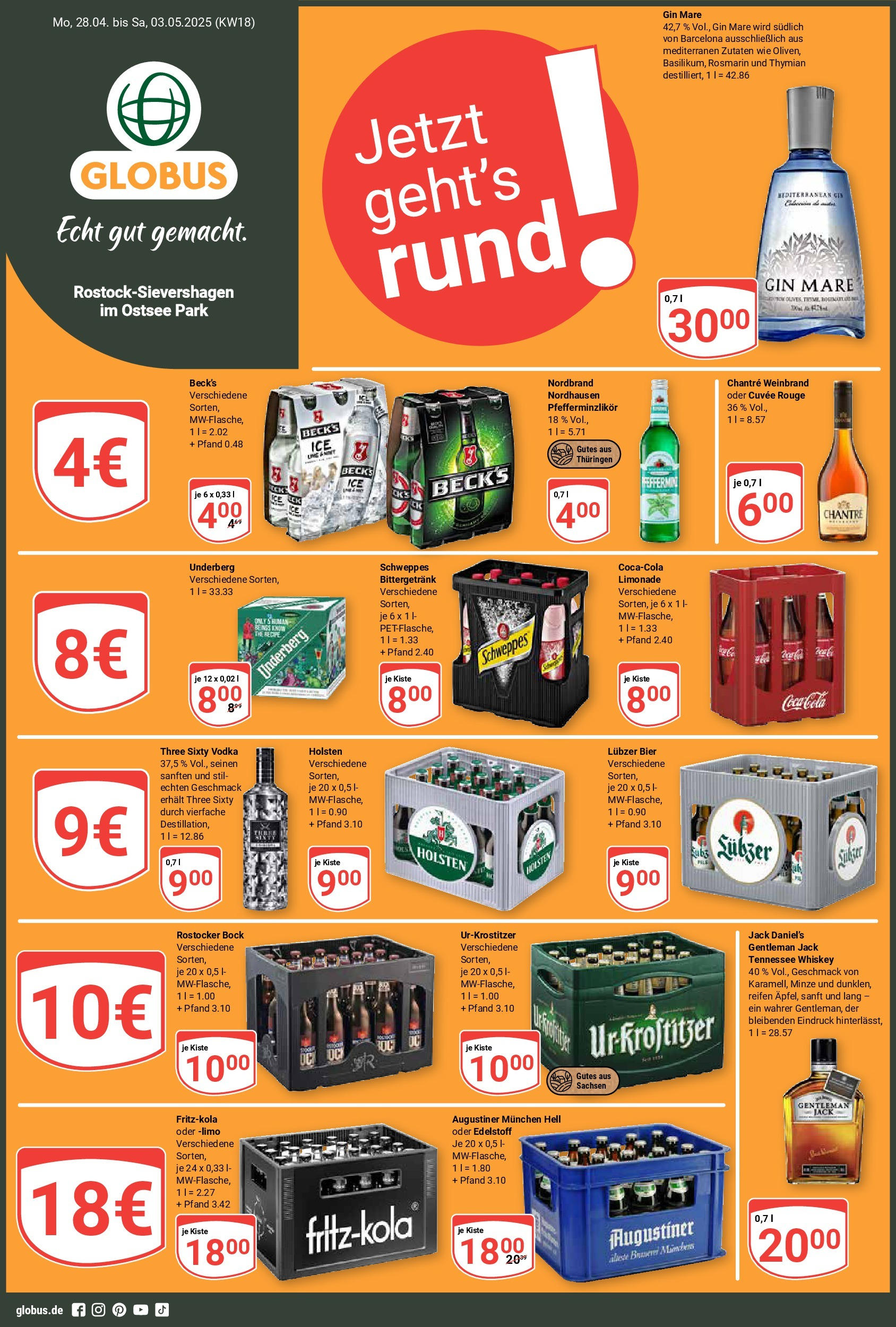 Globus - Globus: Wochenangebote (ab 27.04.2025) » Angebote online | Seite: 1 | Produkte: Coca cola, Holsten, Gin, Underberg