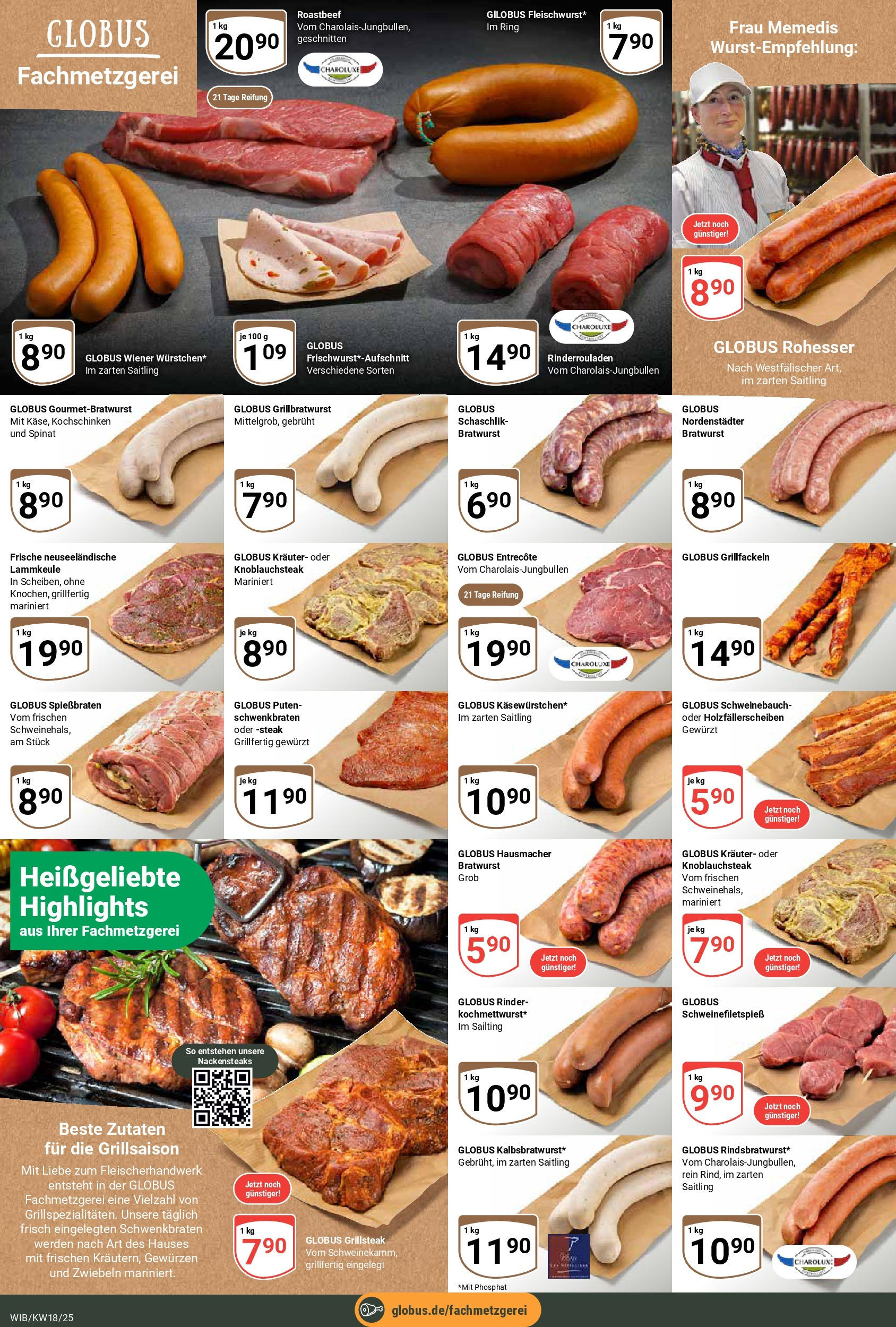 Globus - Globus: Wochenangebote (ab 27.04.2025) » Angebote online | Seite: 14 | Produkte: Bratwurst, Entrecote, Roastbeef, Zwiebeln
