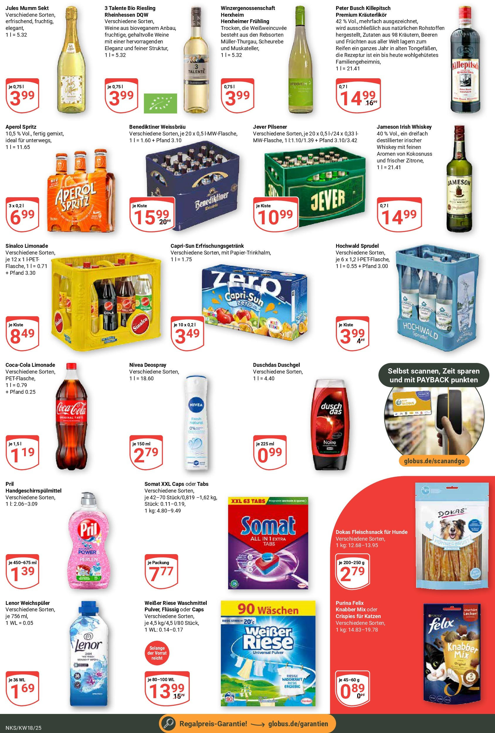 Globus - Globus: Wochenangebote (ab 27.04.2025) » Angebote online | Seite: 10 | Produkte: Cola, Waschmittel, Aperol, Whiskey