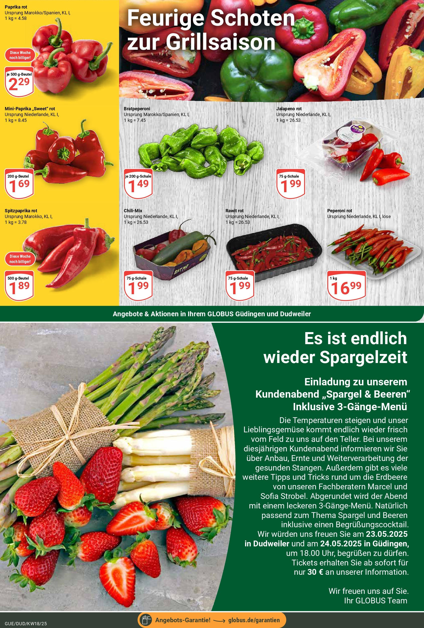 Globus - Globus: Wochenangebote (ab 27.04.2025) » Angebote ab Montag | Seite: 11 | Produkte: Paprika rot, Spargel, Paprika Globus - Globus: Wochenangebote (ab 27.04.2025) » Angebote online | Seite: 11 | Produkte: Paprika rot, Spargel, Paprika
