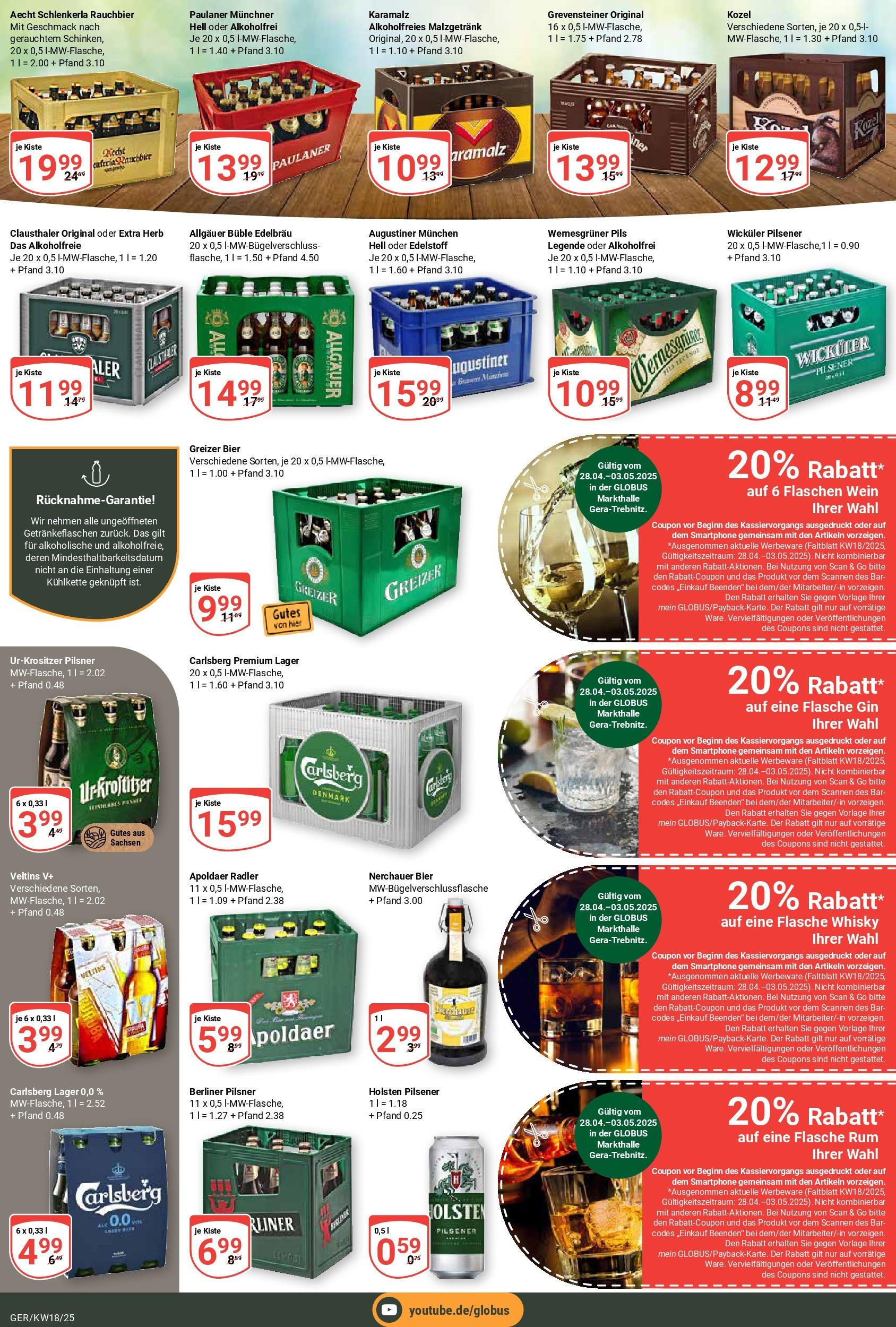 Globus - Globus: Wochenangebote (ab 27.04.2025) » Angebote online | Seite: 5 | Produkte: Carlsberg, Rum, Pils, Paulaner