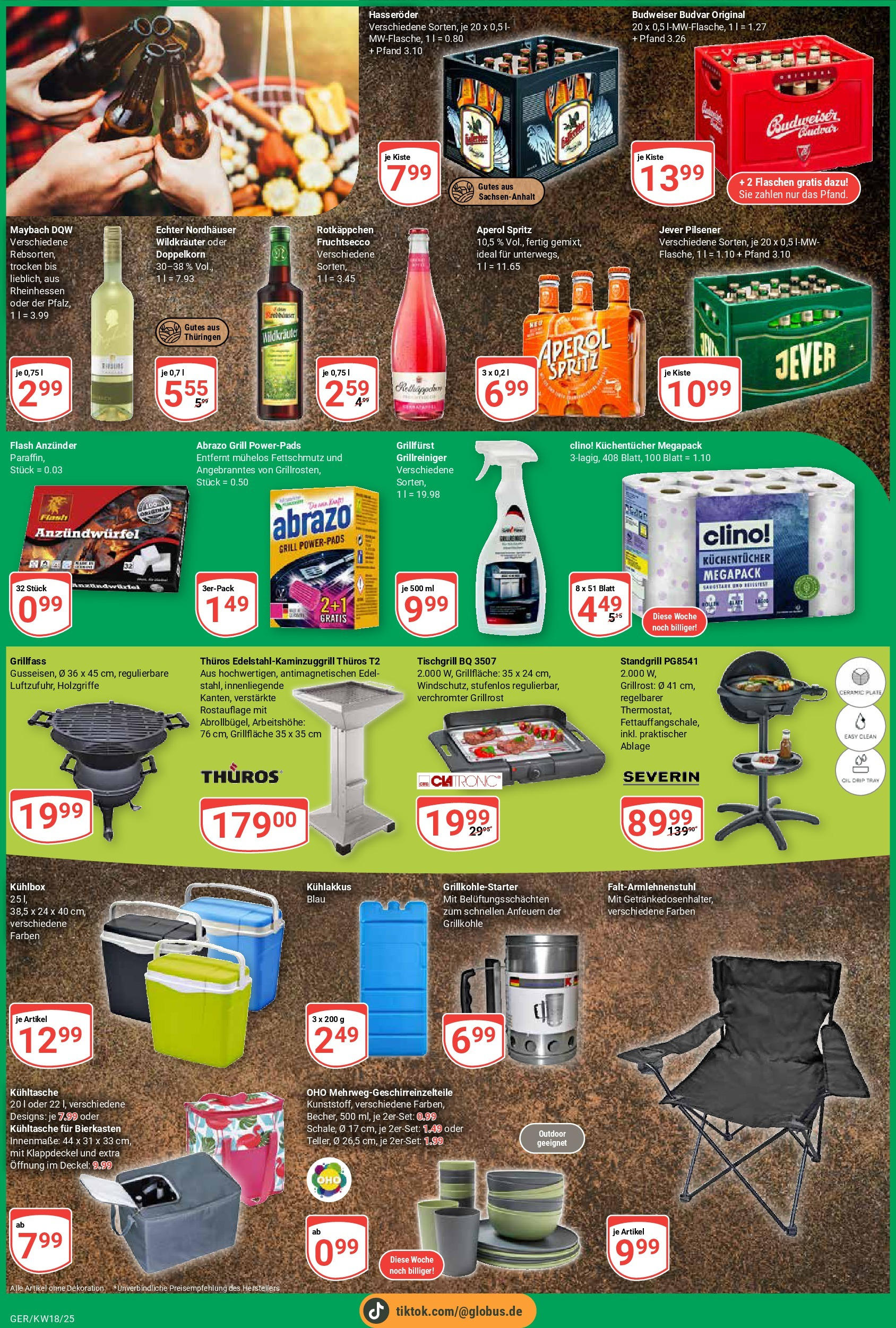 Globus - Globus: Wochenangebote (ab 27.04.2025) » Angebote online | Seite: 6 | Produkte: Grill, Fruchtsecco, Jever, Budweiser