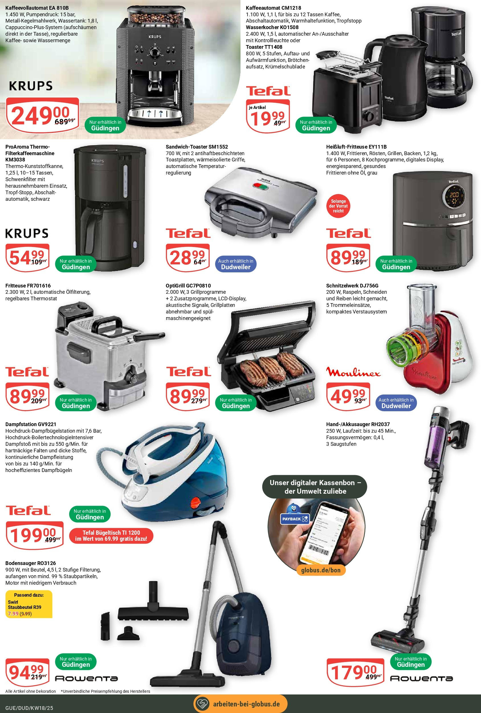 Globus - Globus: Wochenangebote (ab 27.04.2025) » Angebote ab Montag | Seite: 25 | Produkte: Wasserkocher, Toaster, Filterkaffeemaschine, Fritteuse Globus - Globus: Wochenangebote (ab 27.04.2025) » Angebote online | Seite: 25 | Produkte: Wasserkocher, Toaster, Filterkaffeemaschine, Fritteuse