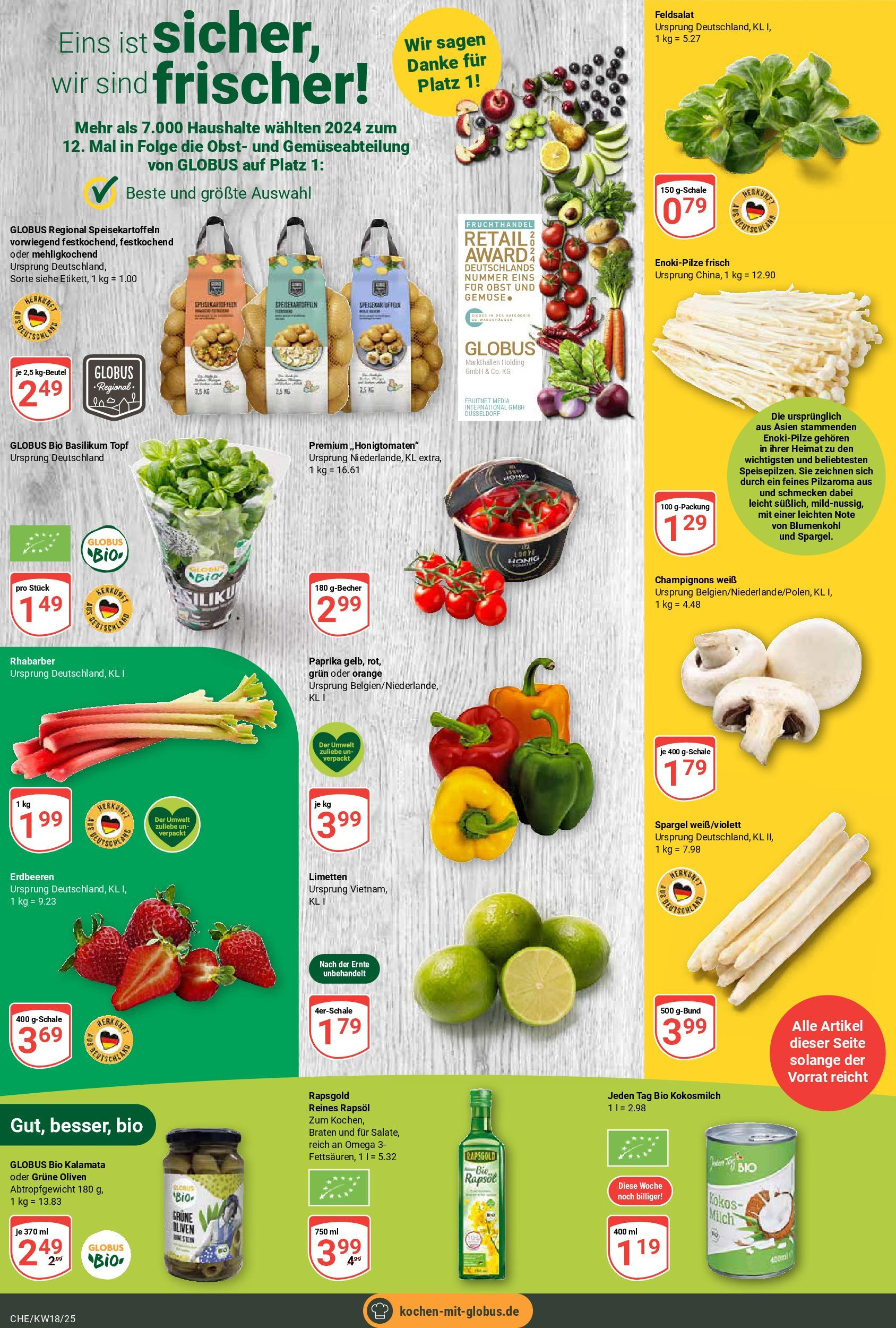 Globus - Globus: Wochenangebote (ab 27.04.2025) » Angebote online | Seite: 8 | Produkte: Limetten, Spargel, Paprika, Blumenkohl