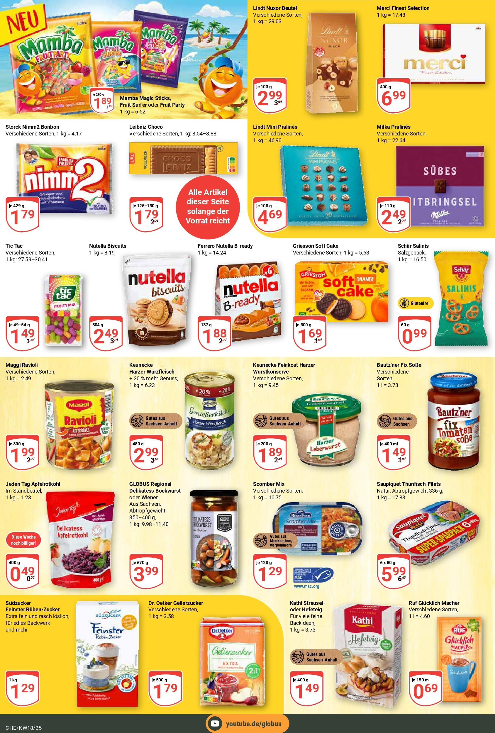 Globus - Globus: Wochenangebote (ab 27.04.2025) » Angebote online | Seite: 16 | Produkte: Bockwurst, Merci, Gelierzucker, Maggi