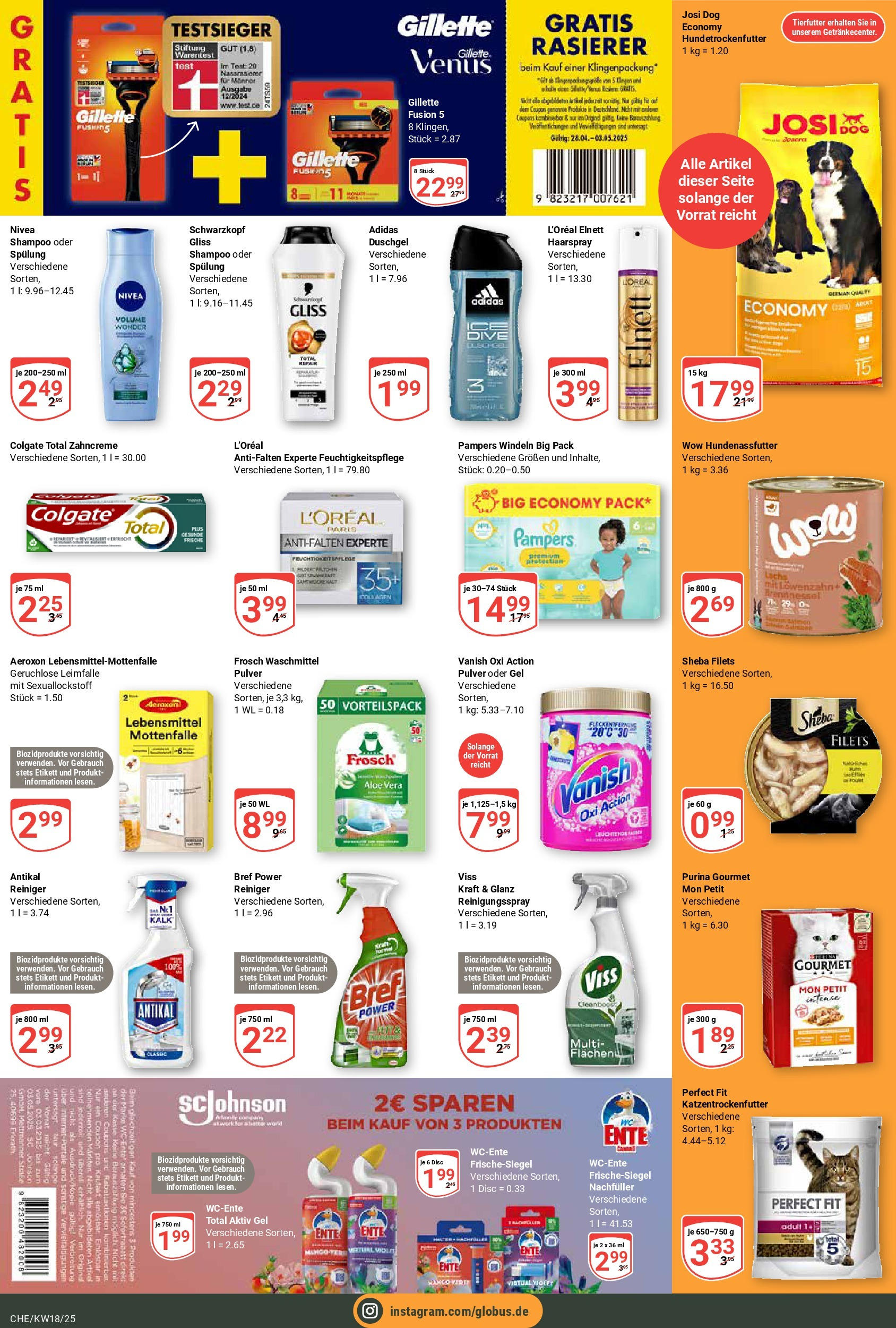 Globus - Globus: Wochenangebote (ab 27.04.2025) » Angebote online | Seite: 18 | Produkte: Rasierer, Haarspray, Waschmittel, Shower Gel
