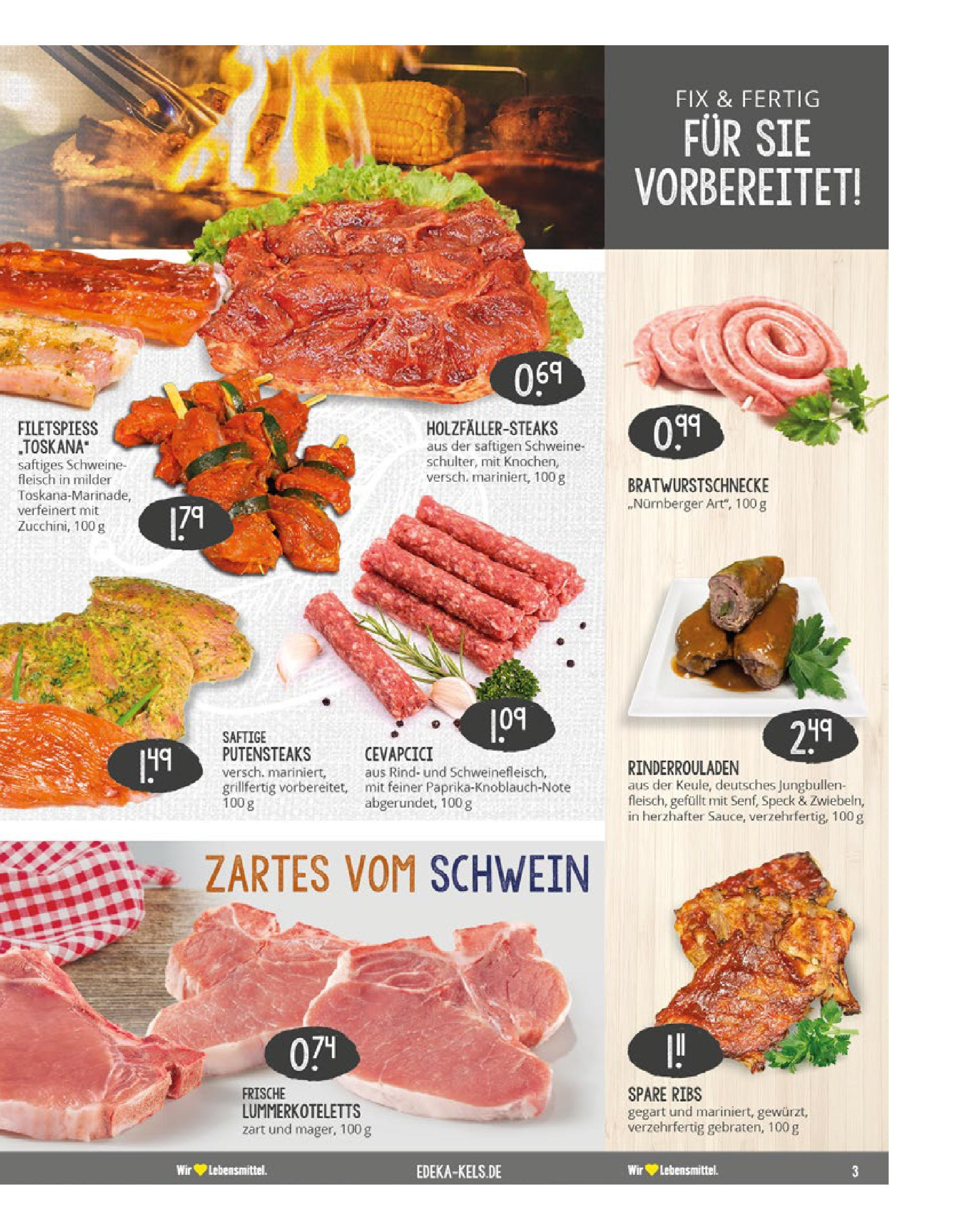 Edeka - EDEKA: Wochenangebote (ab 27.04.2025) » Angebote Online | Seite: 3 | Produkte: Rinderrouladen, Spare ribs, Cevapcici, Fleisch