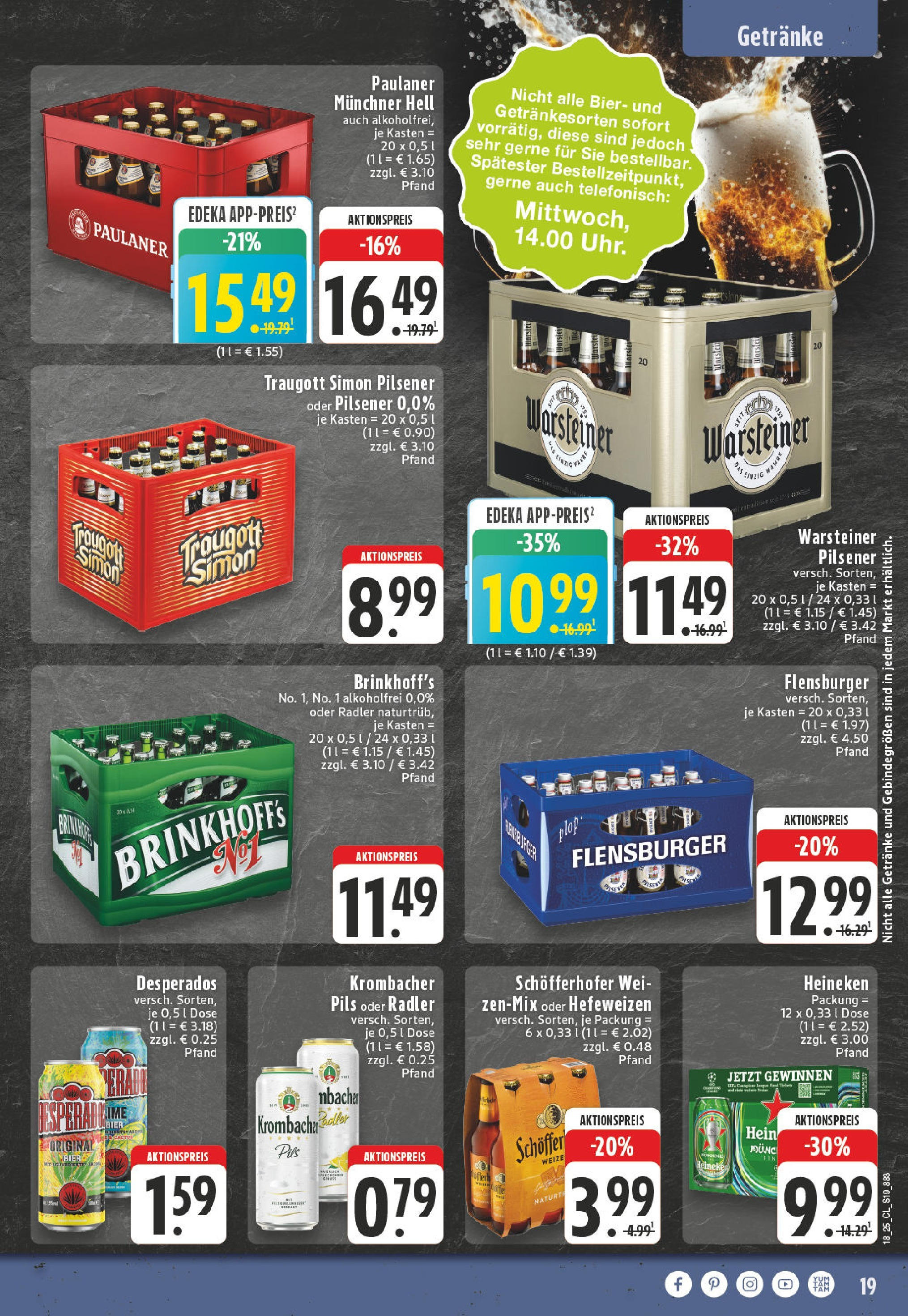 Edeka - EDEKA: Wochenangebote (ab 27.04.2025) » Angebote Online | Seite: 19 | Produkte: Flensburger, Heineken, Radler, Warsteiner Edeka - EDEKA: Wochenangebote (ab 27.04.2025) » Angebote Online | Seite: 19 | Produkte: Flensburger, Heineken, Radler, Warsteiner