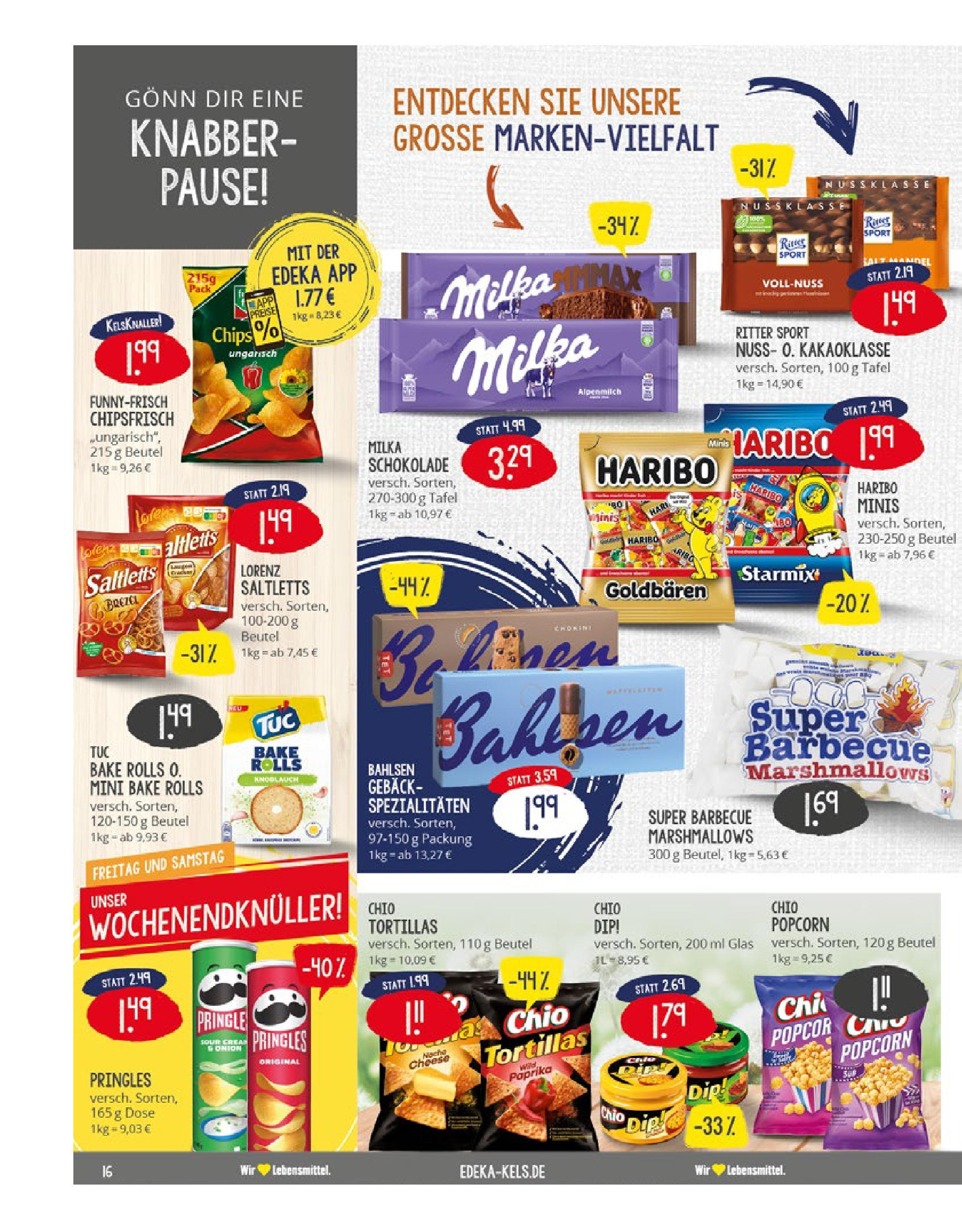 Edeka - EDEKA: Wochenangebote (ab 27.04.2025) » Angebote Online | Seite: 16 | Produkte: Haribo, Schokolade, Chio tortillas, Pringles