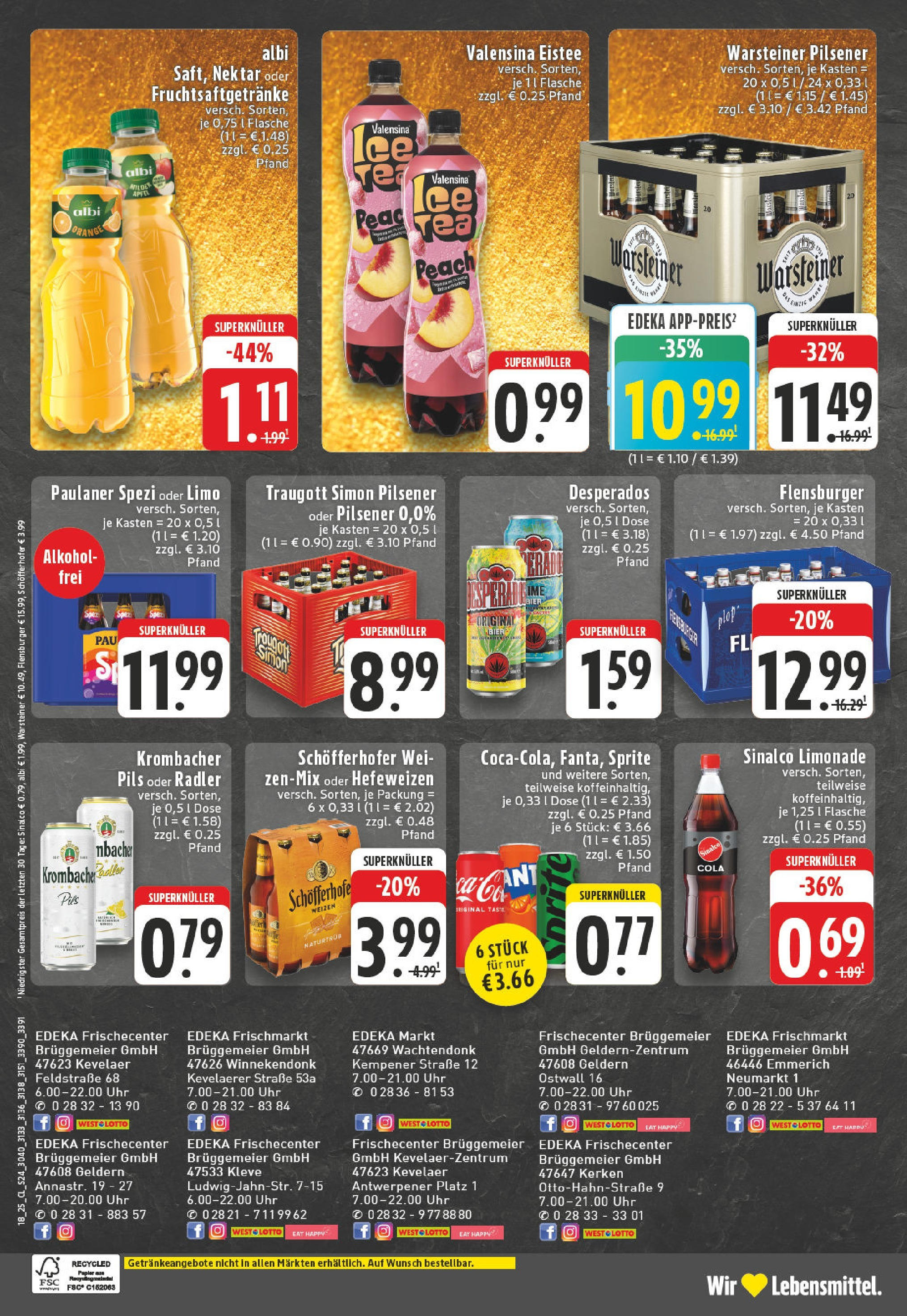 Edeka - EDEKA: Wochenangebote (ab 27.04.2025) » Angebote Online | Seite: 24 | Produkte: Sinalco, Limonade, Flensburger, Uhr Edeka - EDEKA: Wochenangebote (ab 27.04.2025) » Angebote Online | Seite: 24 | Produkte: Sinalco, Limonade, Flensburger, Uhr