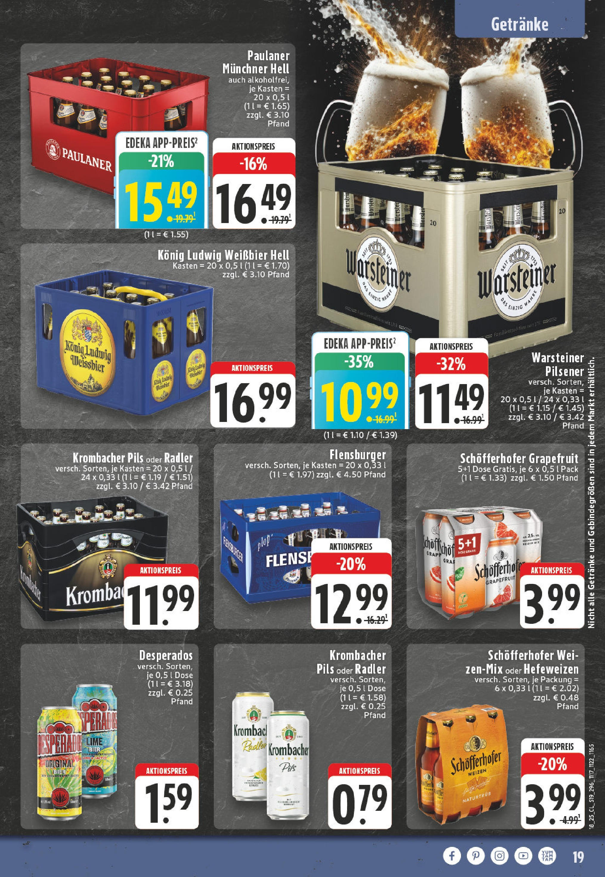 Edeka - EDEKA: Wochenangebote (ab 27.04.2025) » Angebote Online | Seite: 19 | Produkte: Pils, Flensburger, Radler, Warsteiner Edeka - EDEKA: Wochenangebote (ab 27.04.2025) » Angebote Online | Seite: 19 | Produkte: Pils, Flensburger, Radler, Warsteiner