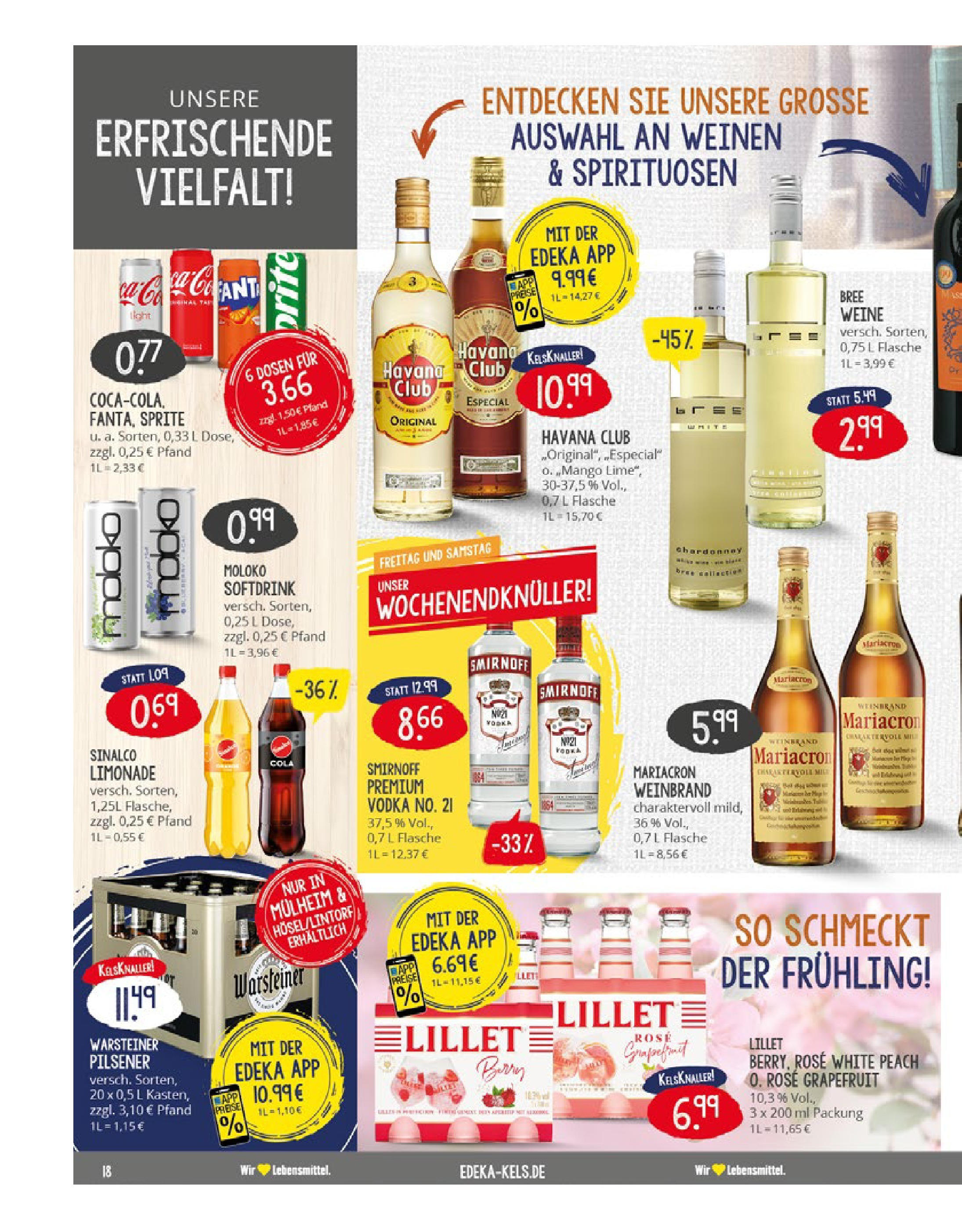 Edeka - EDEKA: Wochenangebote (ab 27.04.2025) » Angebote Online | Seite: 18 | Produkte: Sprite, Rum, Warsteiner, Smirnoff