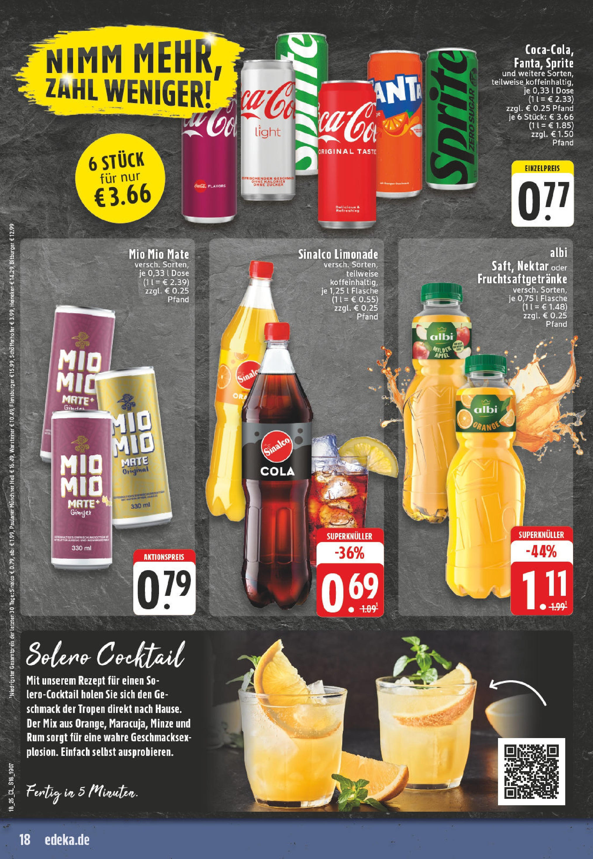 Edeka - EDEKA: Wochenangebote (ab 27.04.2025) » Angebote Online | Seite: 18 | Produkte: Sinalco, Mio mio mate, Flensburger, Paulaner
