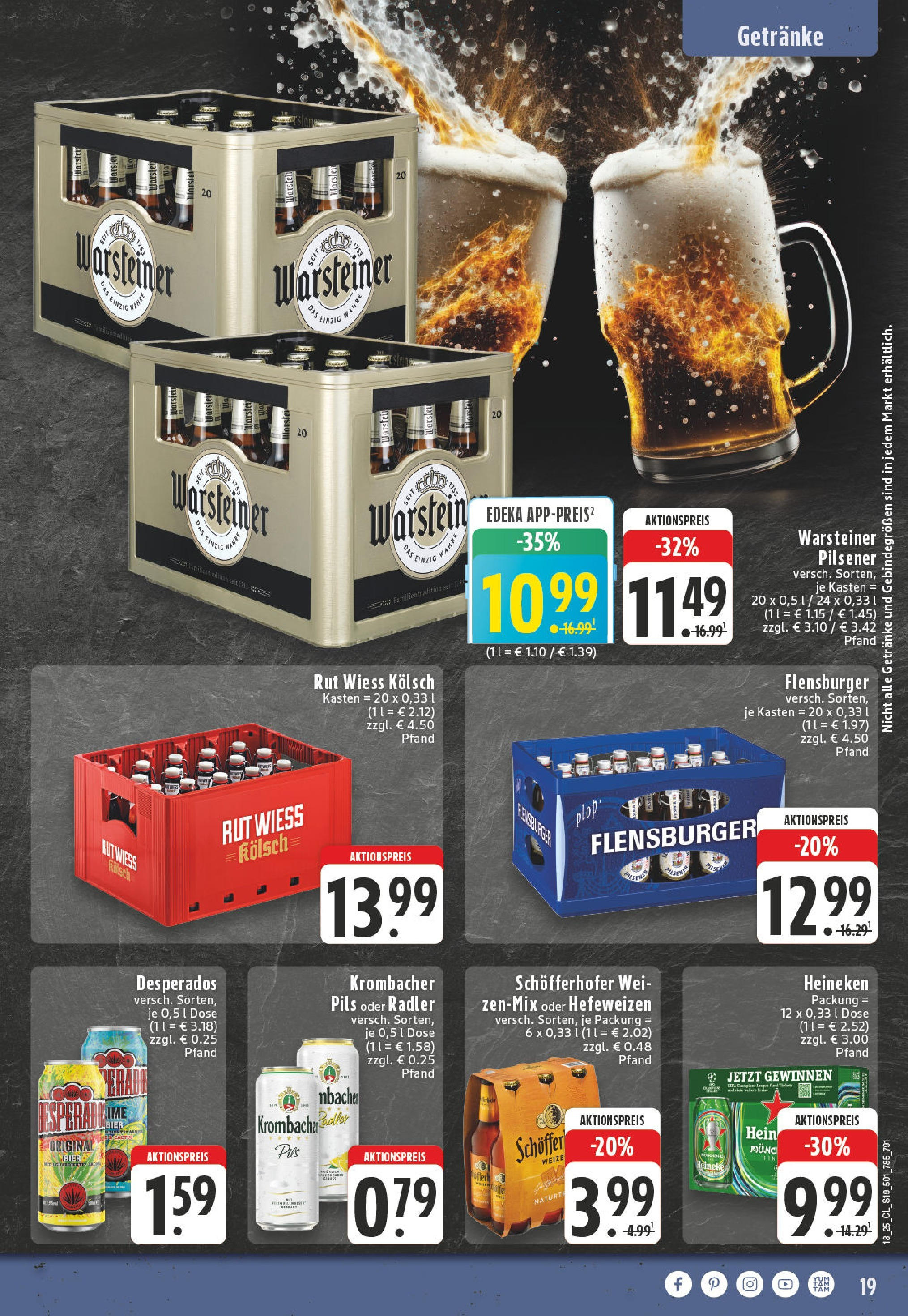 Edeka - EDEKA: Wochenangebote (ab 27.04.2025) » Angebote Online | Seite: 19 | Produkte: Pils, Flensburger, Warsteiner, Desperados