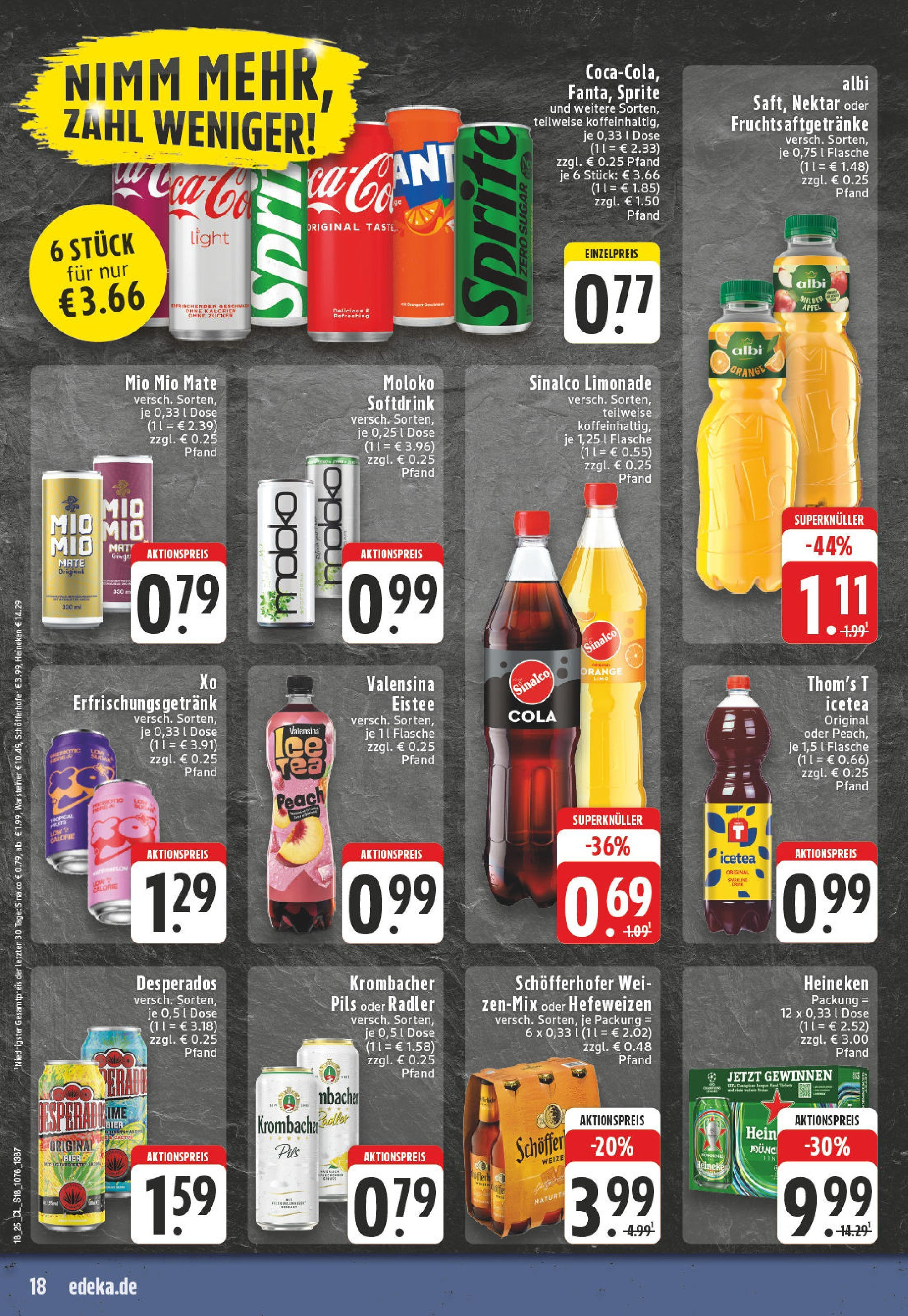 Edeka - EDEKA: Wochenangebote (ab 27.04.2025) » Angebote Online | Seite: 18 | Produkte: Cola, Mio mio mate, Valensina, Radler Edeka - EDEKA: Wochenangebote (ab 27.04.2025) » Angebote Online | Seite: 18 | Produkte: Cola, Mio mio mate, Valensina, Radler