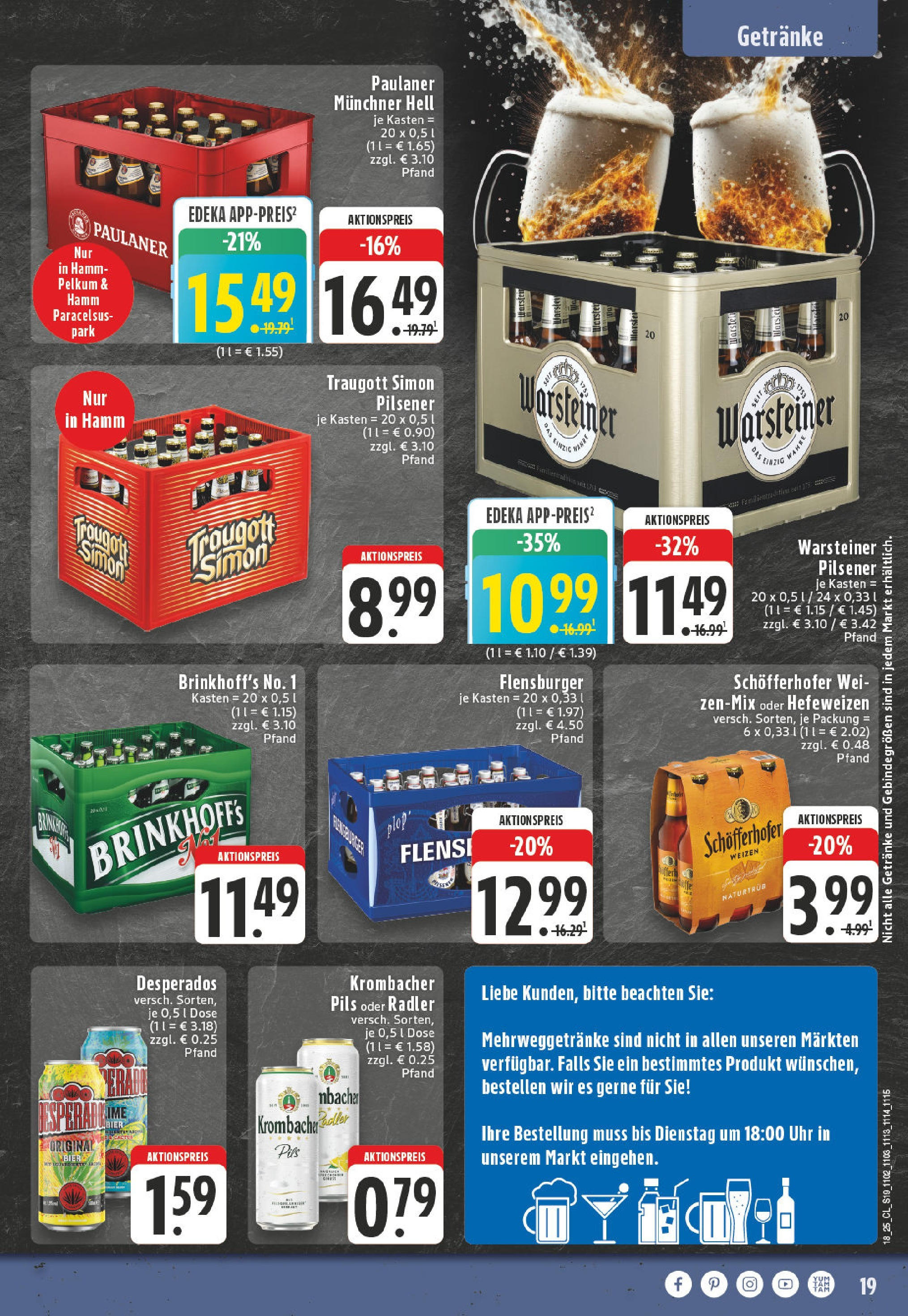 Edeka - EDEKA: Wochenangebote (ab 27.04.2025) » Angebote Online | Seite: 19 | Produkte: Pils, Krombacher, Uhr, Paulaner Edeka - EDEKA: Wochenangebote (ab 27.04.2025) » Angebote Online | Seite: 19 | Produkte: Pils, Krombacher, Uhr, Paulaner