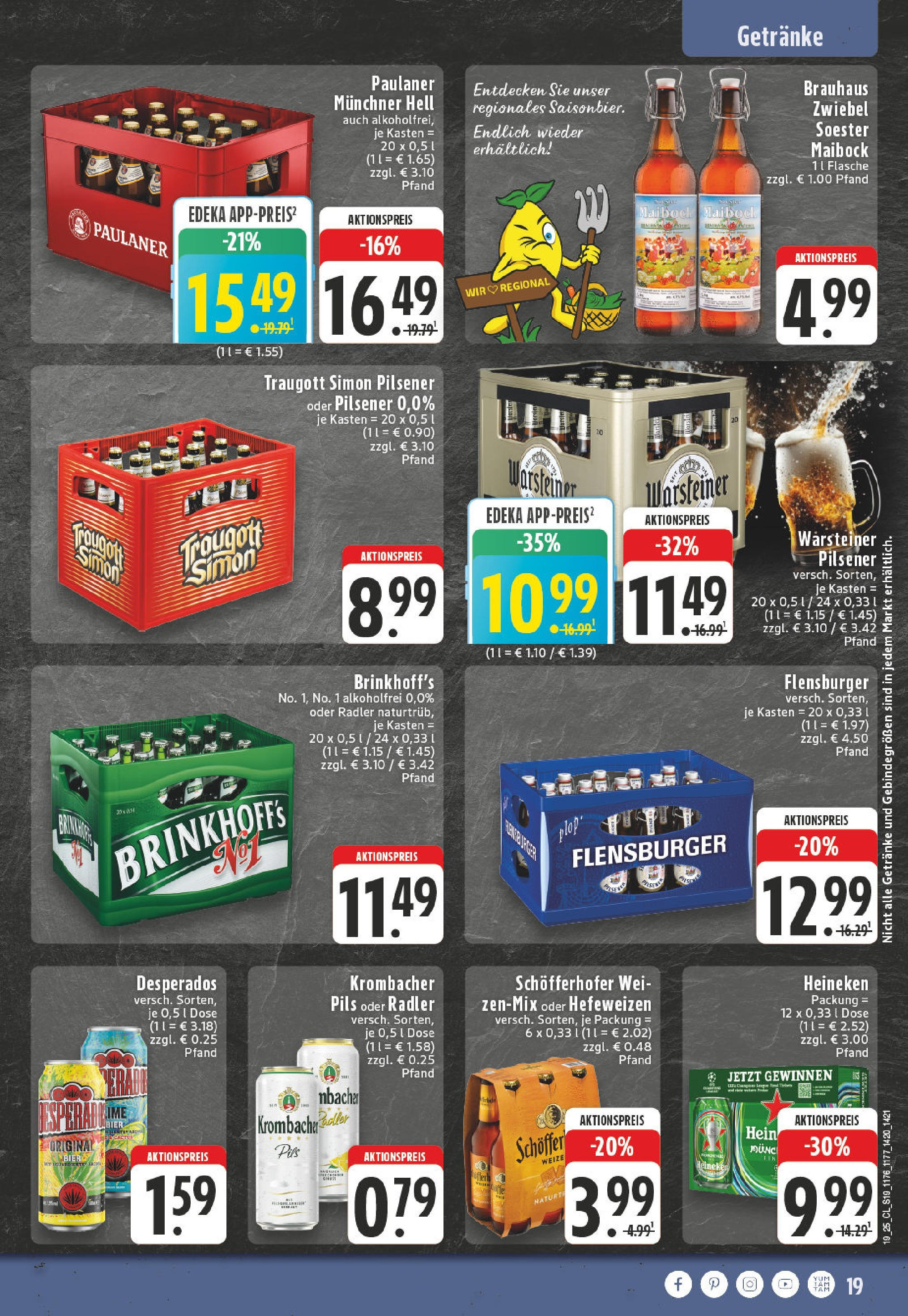 Edeka - EDEKA: Wochenangebote (ab 27.04.2025) » Angebote Online | Seite: 19 | Produkte: Bier, Radler, Desperados, Paulaner