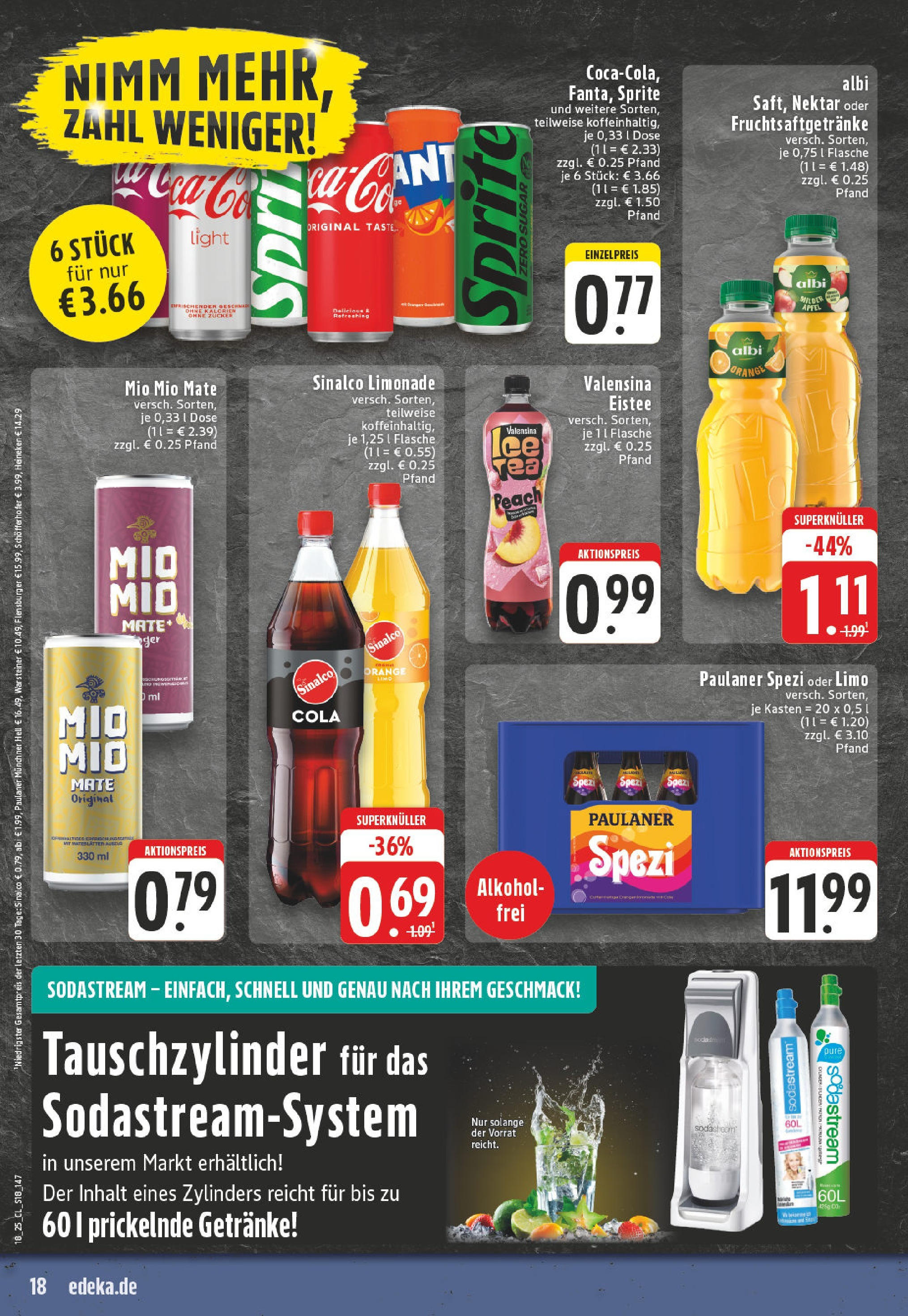 Edeka - EDEKA: Wochenangebote (ab 27.04.2025) » Angebote Online | Seite: 18 | Produkte: Paulaner spezi, Mio mio mate, Valensina, Sodastream Edeka - EDEKA: Wochenangebote (ab 27.04.2025) » Angebote Online | Seite: 18 | Produkte: Paulaner spezi, Mio mio mate, Valensina, Sodastream