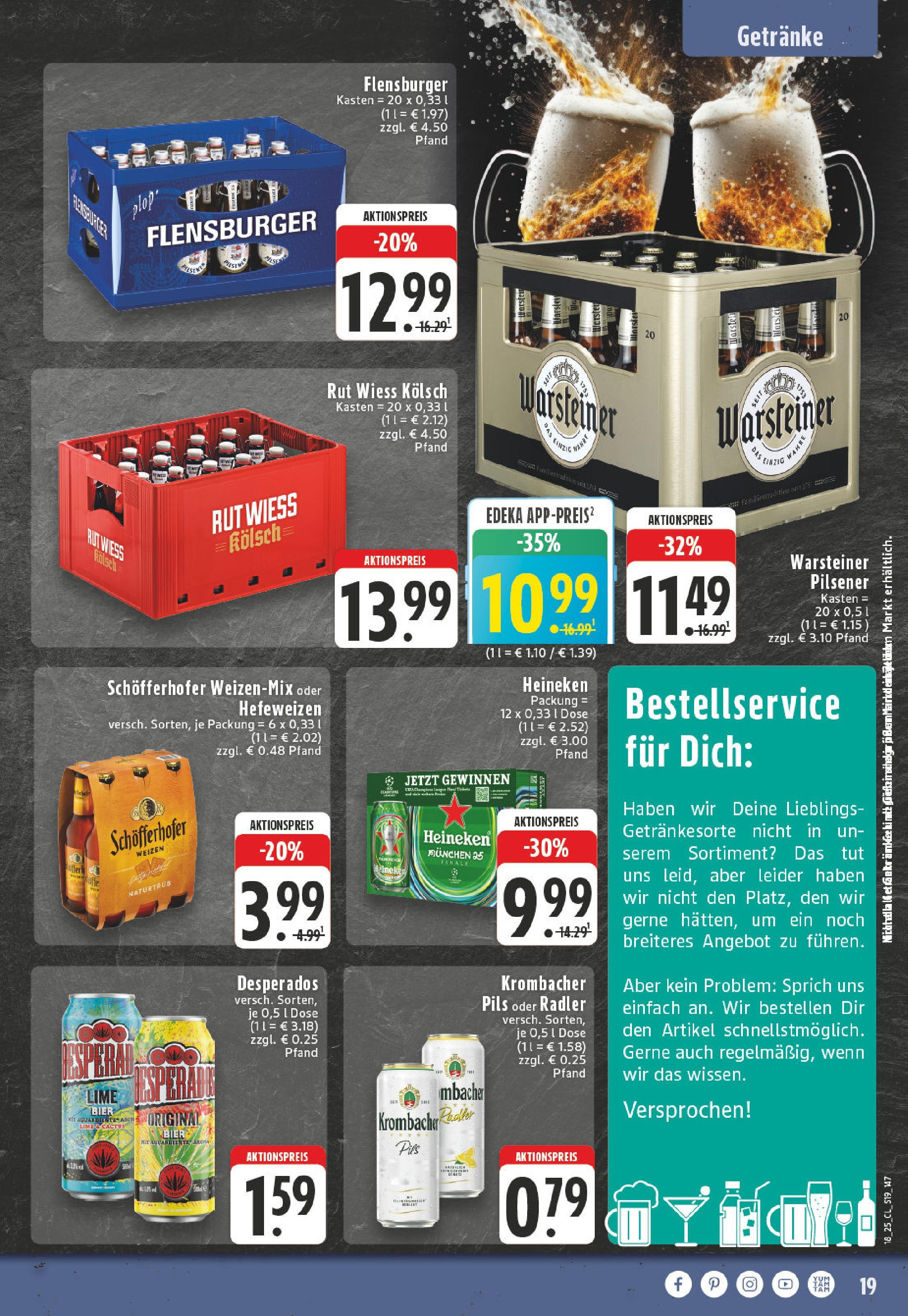 Edeka - EDEKA: Wochenangebote (ab 27.04.2025) » Angebote Online | Seite: 19 | Produkte: Bier, Flensburger, Radler, Krombacher Edeka - EDEKA: Wochenangebote (ab 27.04.2025) » Angebote Online | Seite: 19 | Produkte: Bier, Flensburger, Radler, Krombacher