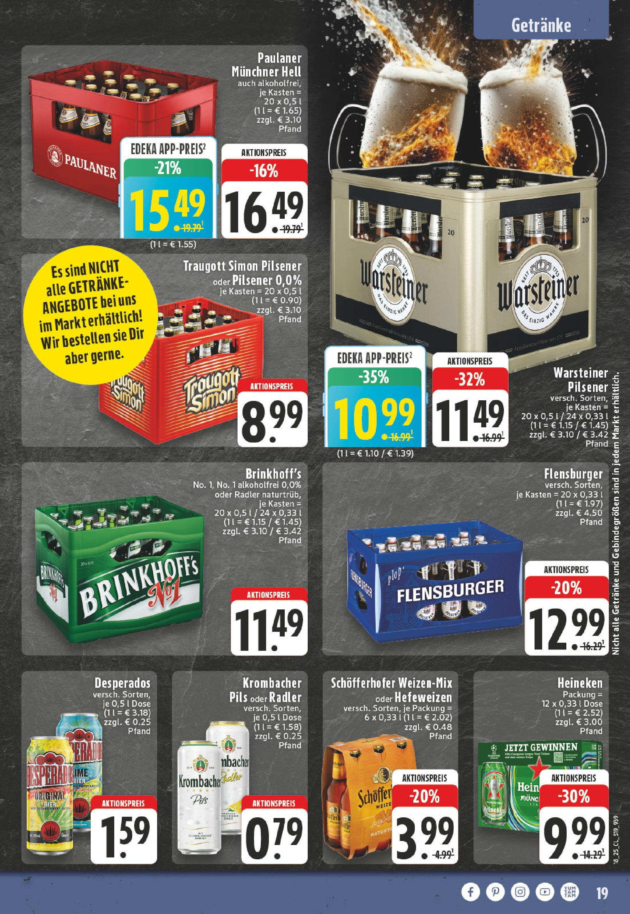 Edeka - EDEKA: Wochenangebote (ab 27.04.2025) » Angebote Online | Seite: 19 | Produkte: Bier, Heineken, Radler, Paulaner Edeka - EDEKA: Wochenangebote (ab 27.04.2025) » Angebote Online | Seite: 19 | Produkte: Bier, Heineken, Radler, Paulaner