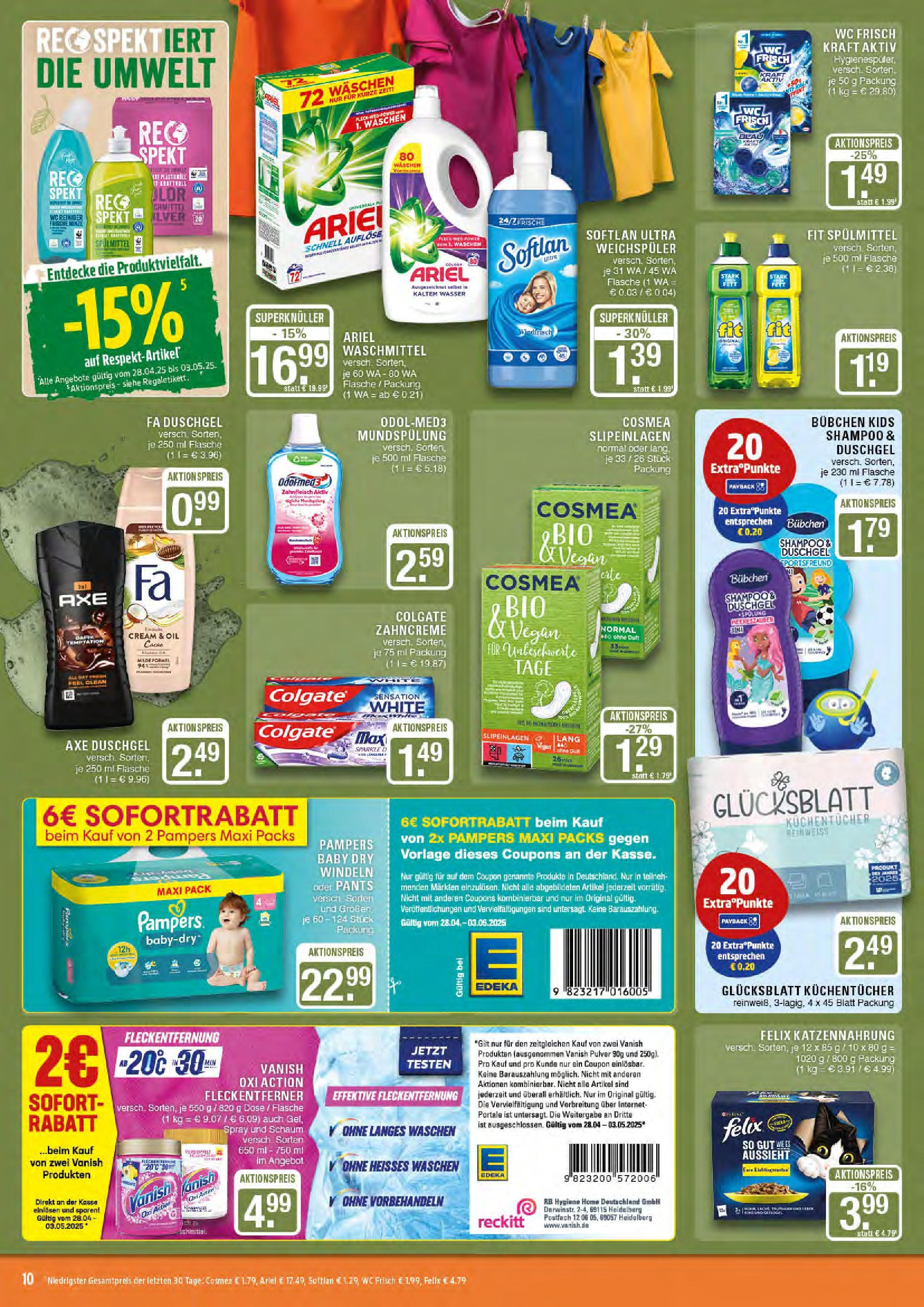 Edeka - EDEKA: Wochenangebote (ab 27.04.2025) » Angebote Online | Seite: 10 | Produkte: Fa duschgel, Duft, Duschgel, Weichspüler